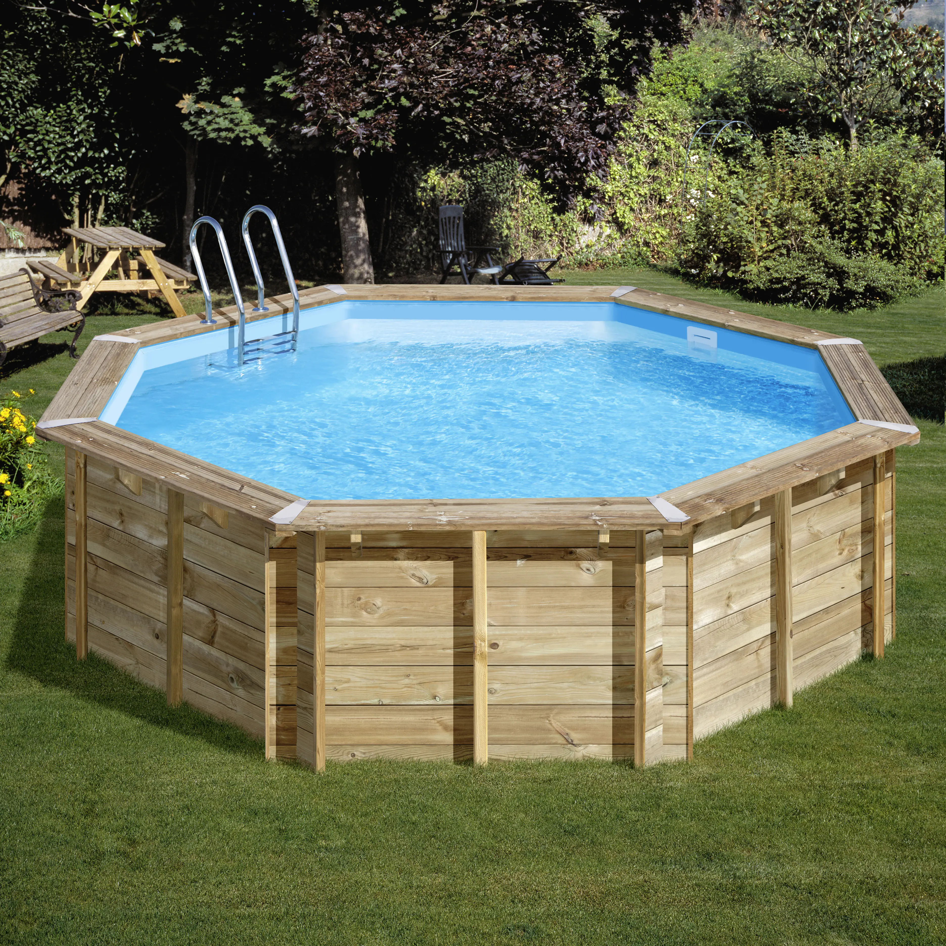 Gre Holzpool Sunbay Violette 2 Komplettset rund Ø 500 x 127 cm natur