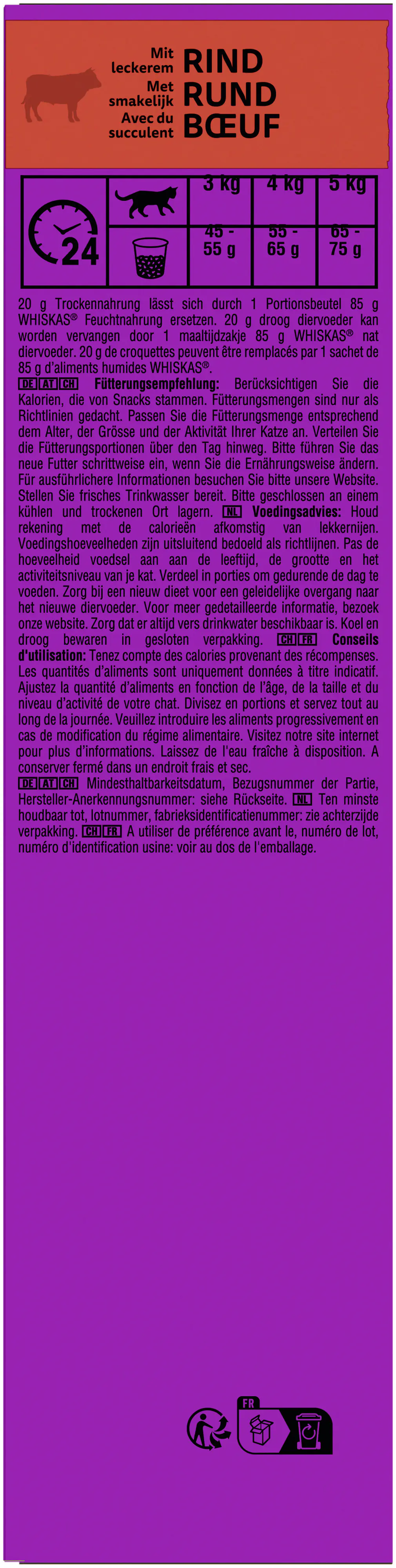 Whiskas Trockenfutter 1+ mit Rind 800 g
