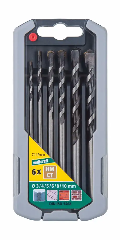 Wolfcraft Betonbohrer-Set HM Professional 6-teilig Ø 3 - 10 mm Rundschaft