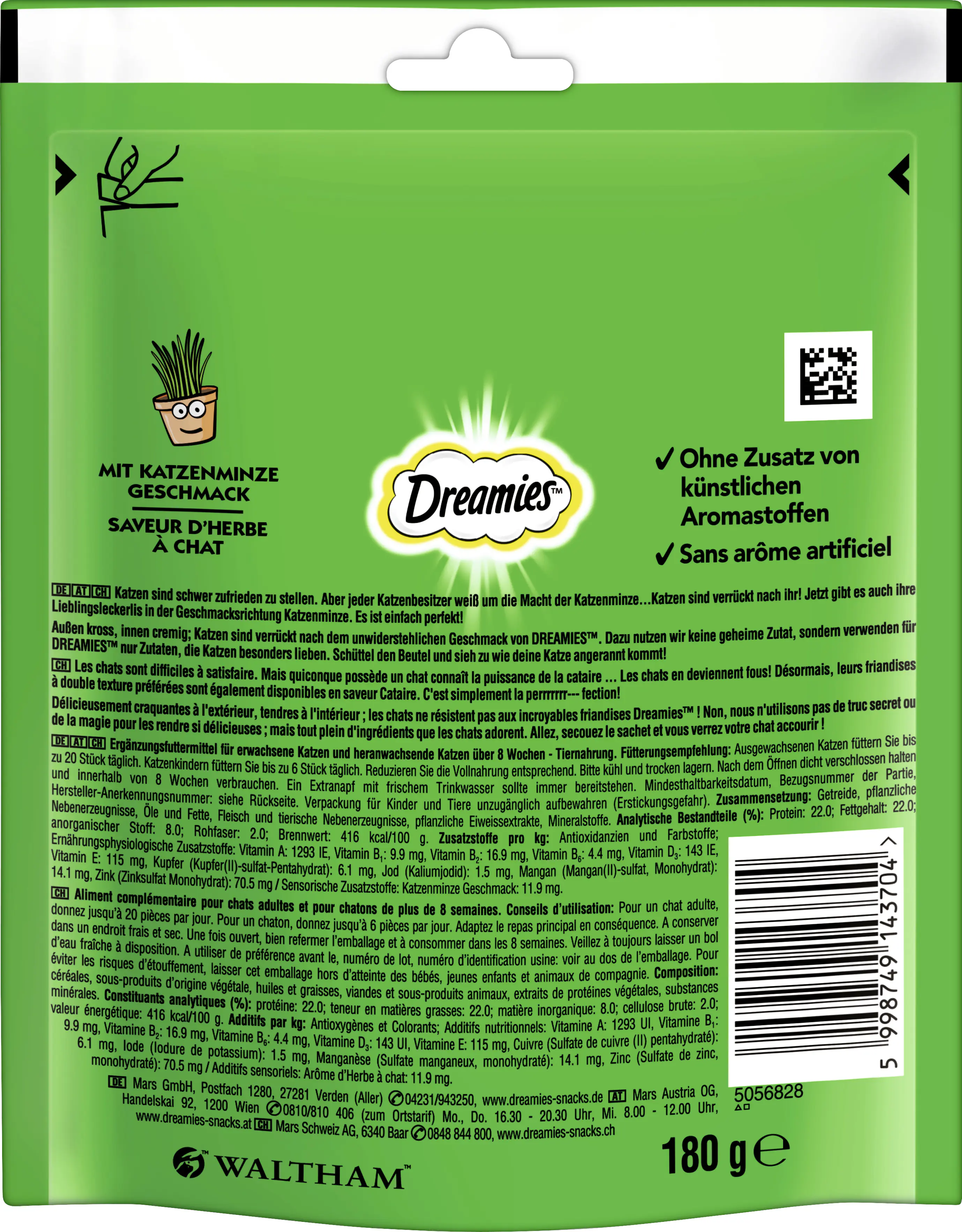 Dreamies Snacks mit Katzenminze Katzensnack 180 g