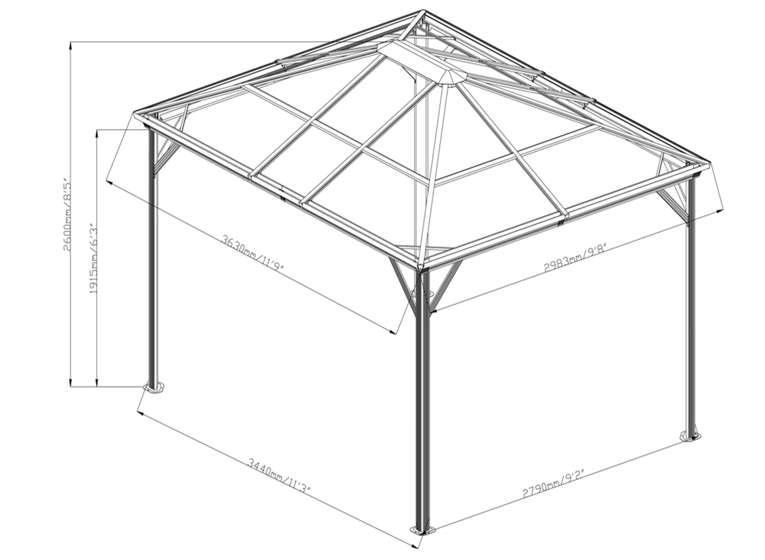 Sojag Gartenpavillon Verona 10x12 anthrazit Sojag Gartenpavillon Verona 10x12 anthrazit