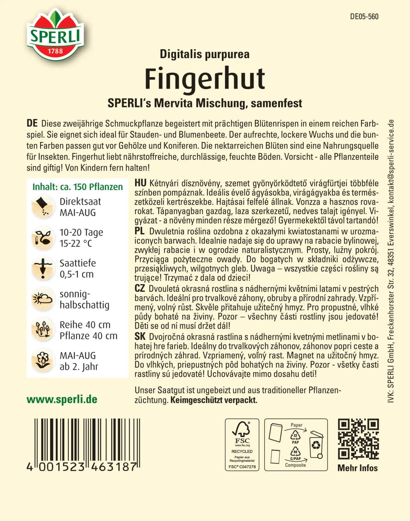 Sperli Fingerhut SPERLI's Mervita Mischung