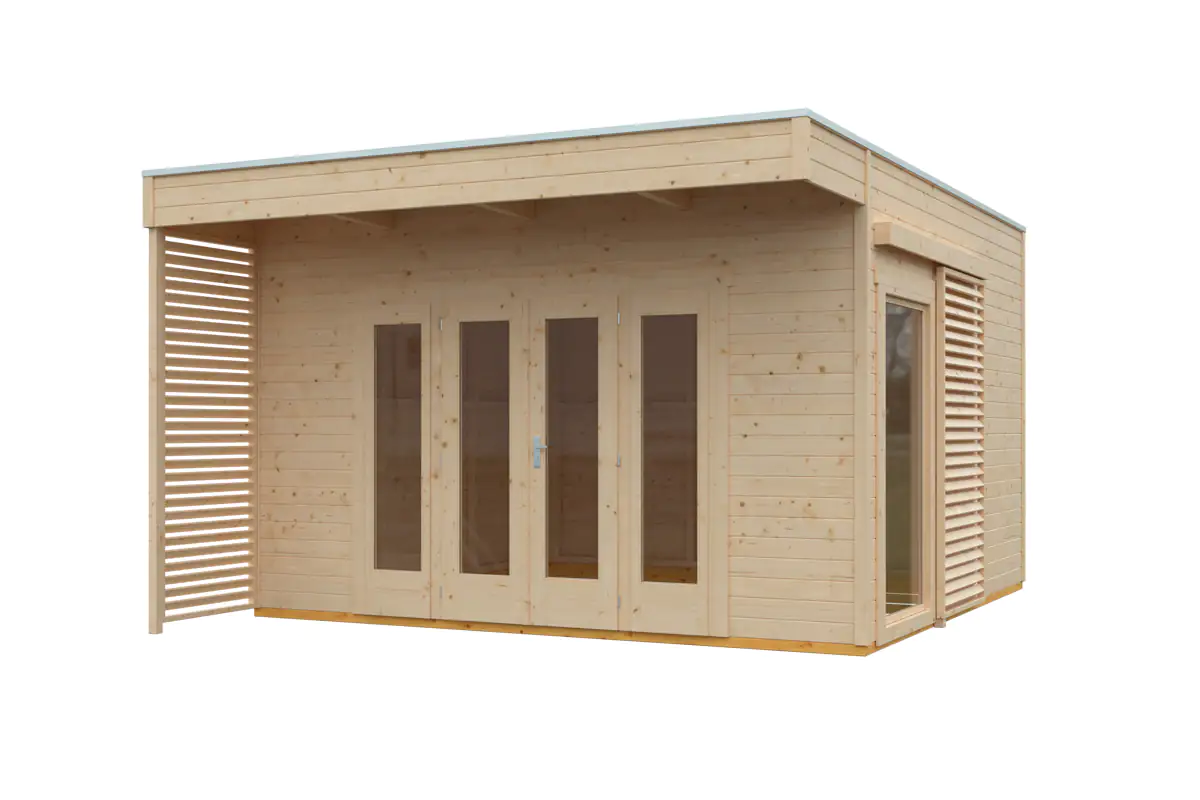 SKAN HOLZ Gartenhaus Tokio 4 402 x 402 cm natur mit Fußboden, einschalig