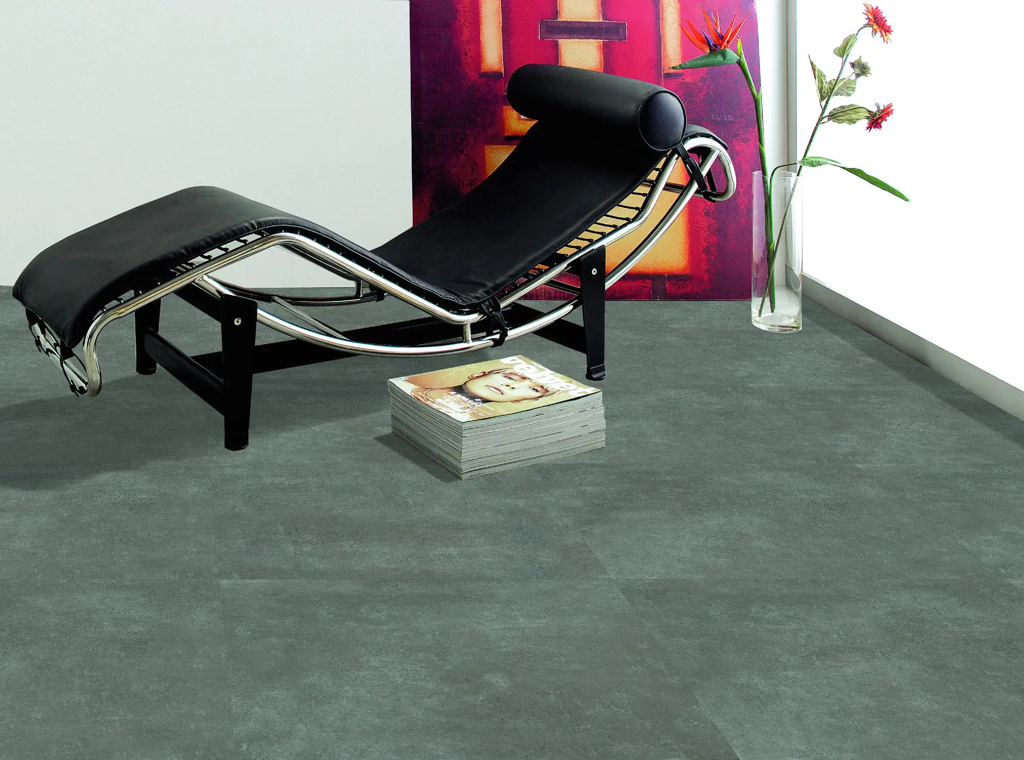 Bodenfliese Feinsteinzeug Beton 60 x 60 cm anthrazit