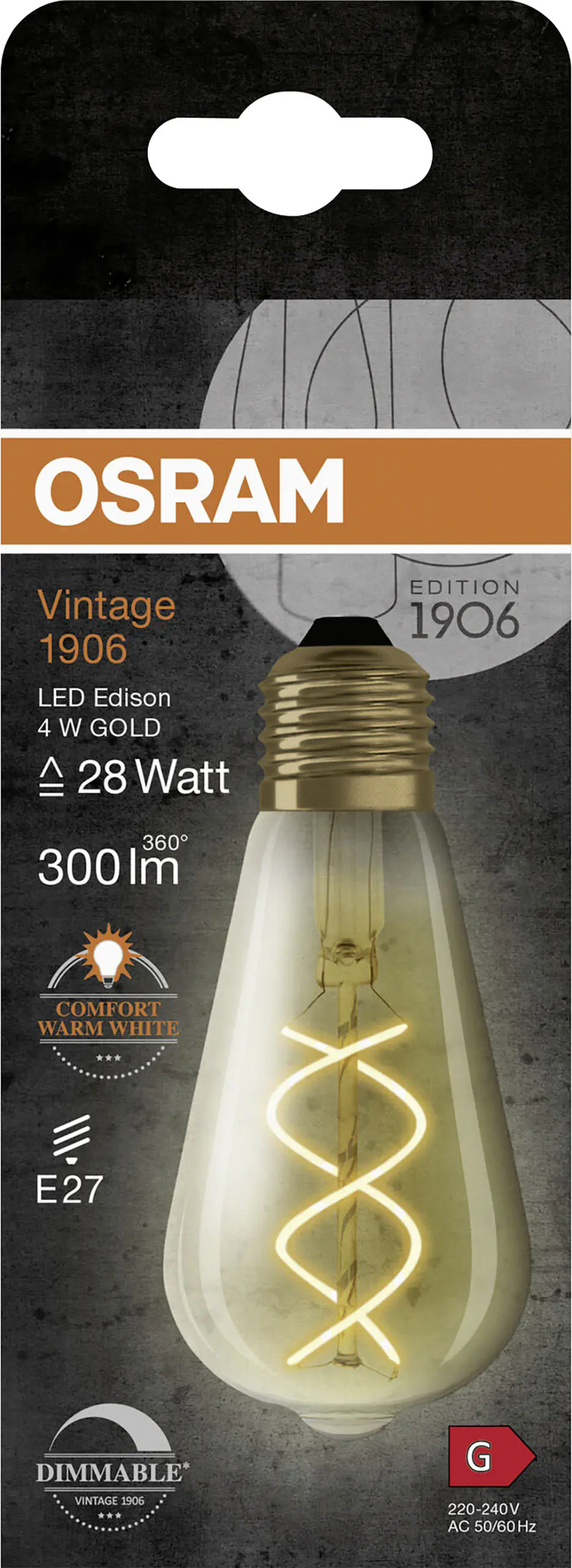 Osram LED Leuchtmittel Edison E27 4 W warmweiß amber dim