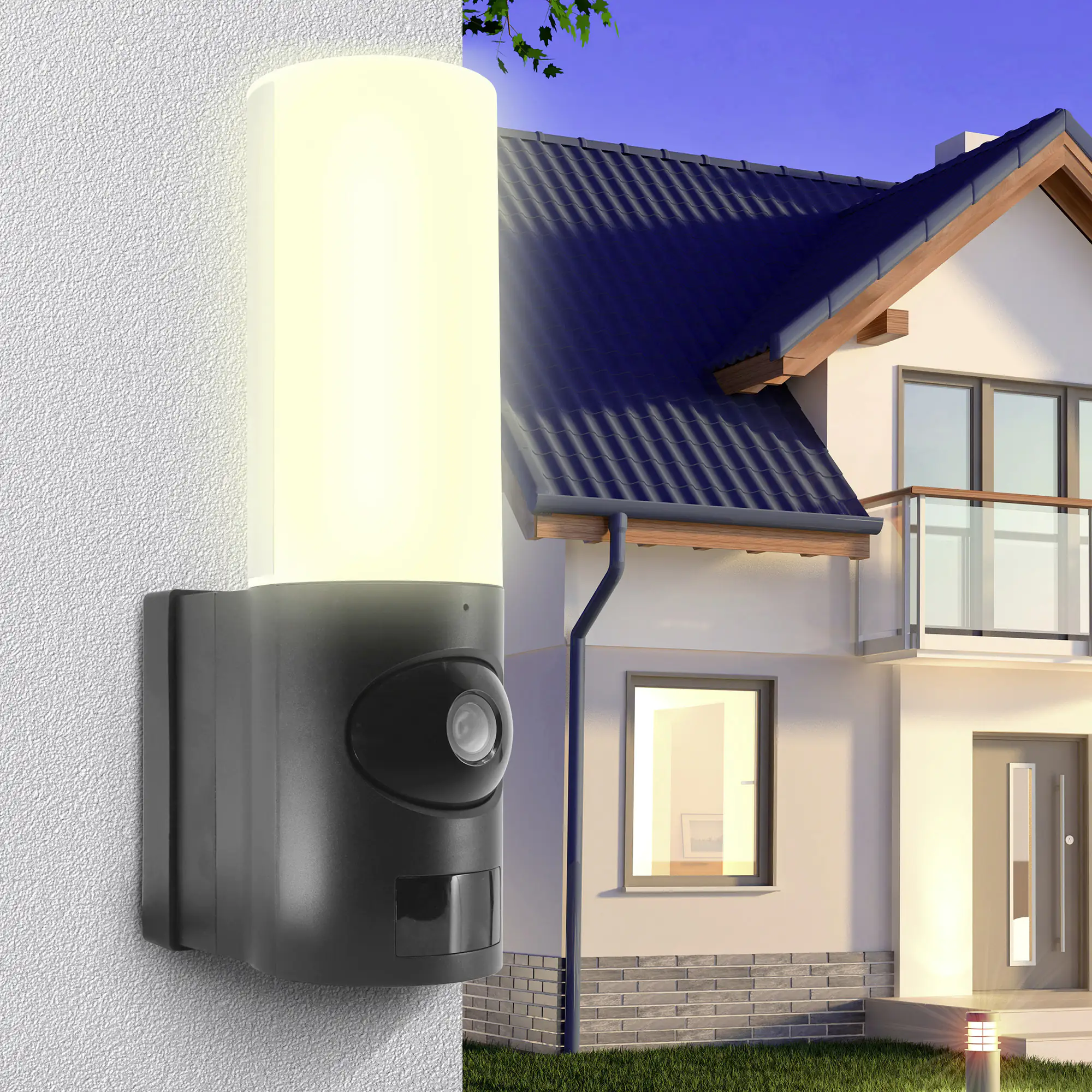 3345111270056 Avidsen LED Außen Wandleuchte ComeCam WLAN, IP, Kamera, Alexa kompatibel