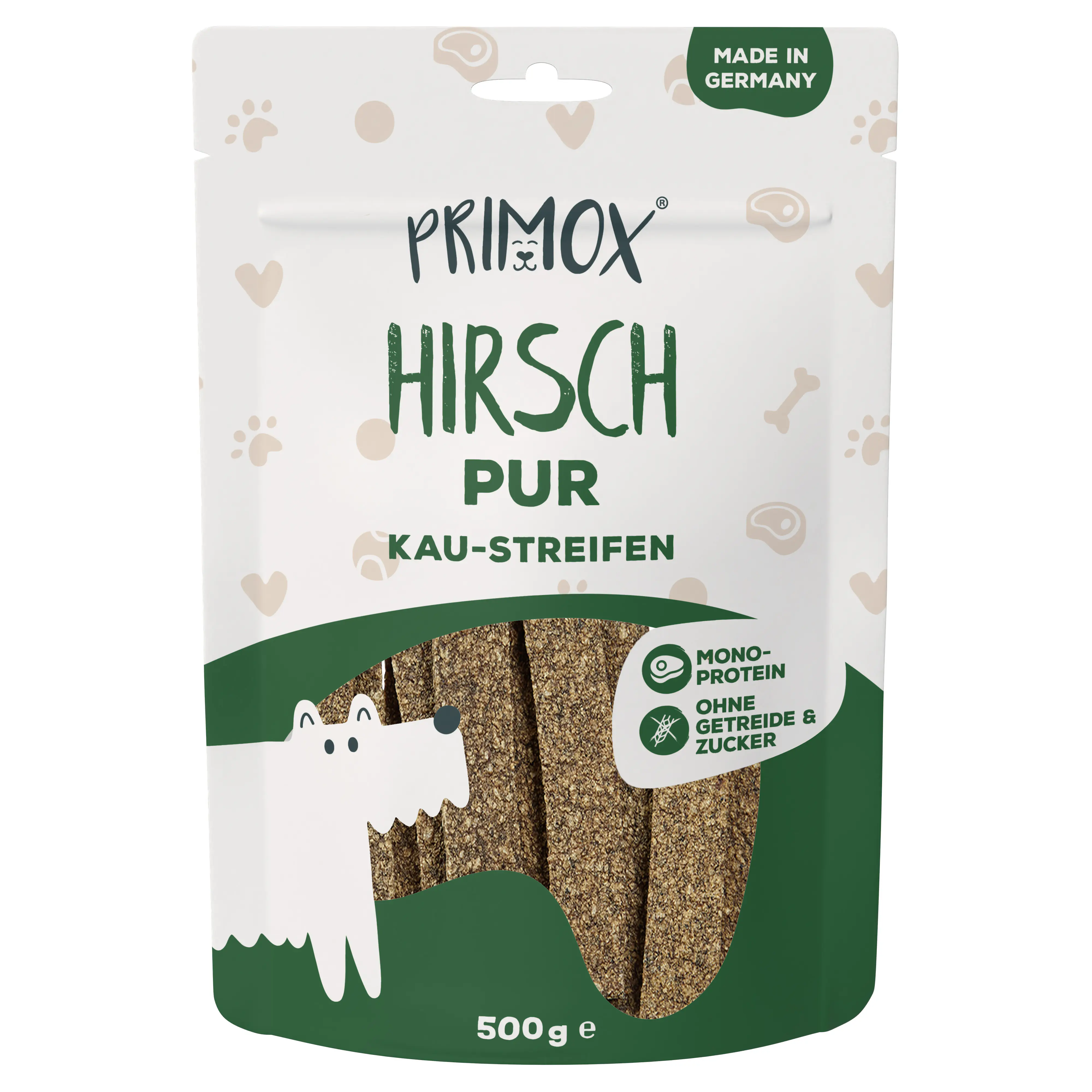 Primox Hundeleckerli Snack-Streifen getreidefrei 500 g Hirsch
