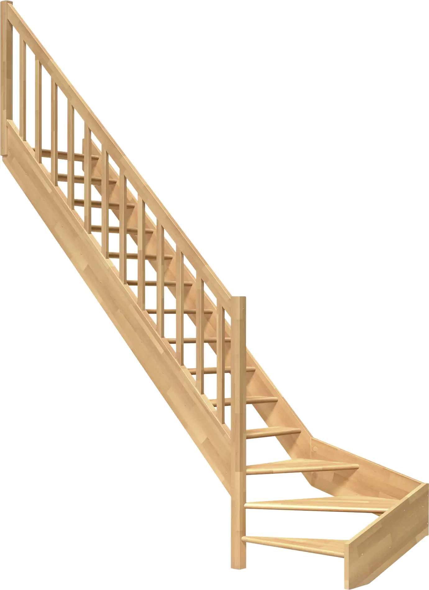 Dolle Raumspartreppen Paris 1/4-gew. Buche versiegelt inkl. Geländer