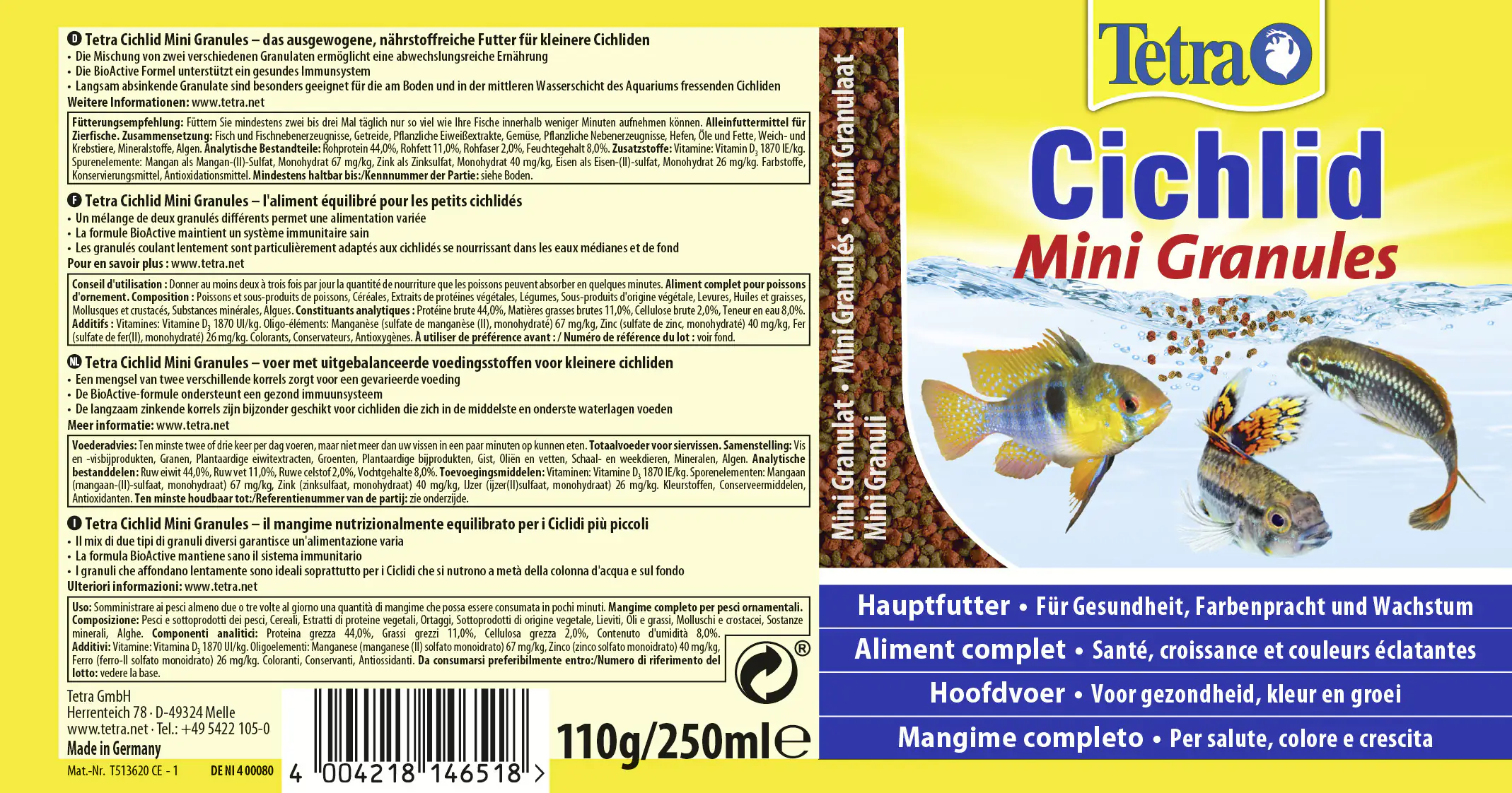 Tetra Cichlid Mini Granules 250 ml