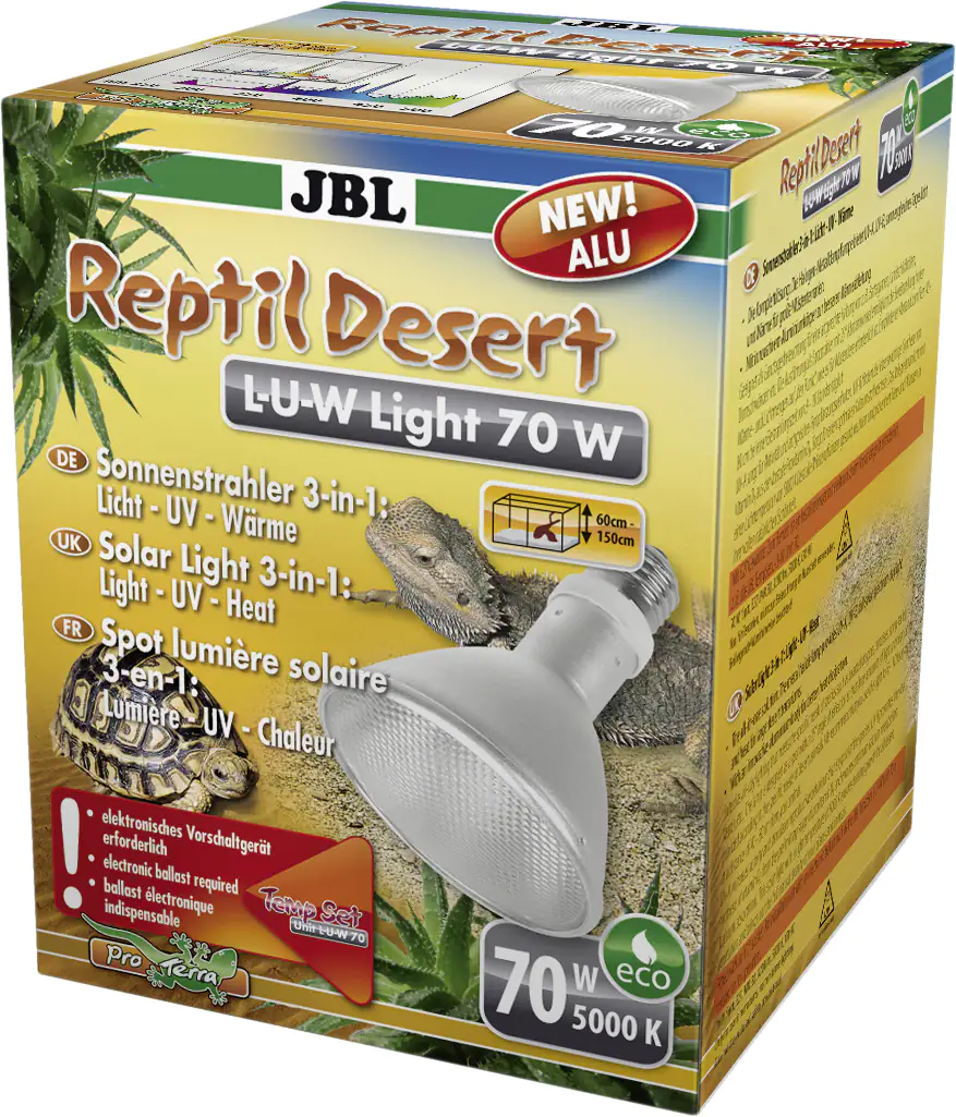 JBL ReptilDesert L-U-W Light alu 70W weiß / transparent JBL ReptilDesert L-U-W Light alu 70W weiß / transparent