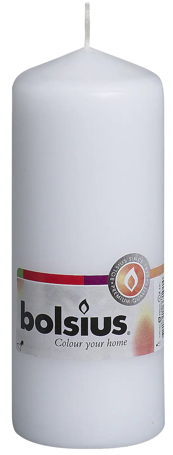 Bolsius Stumpenkerze weiß, Höhe 15 cm, Ø 5,8 cm