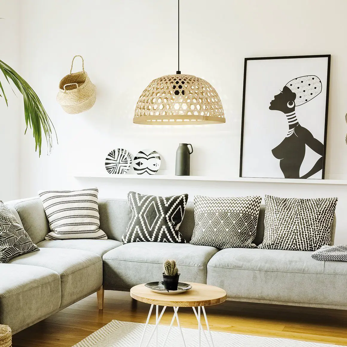 Eglo Pendelleuchte Claverdon schwarz-natur Ø 37 cm E27