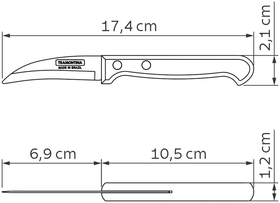 Tramontina Schälmesser 7,5 cm Edelstahl mit Holzgriff