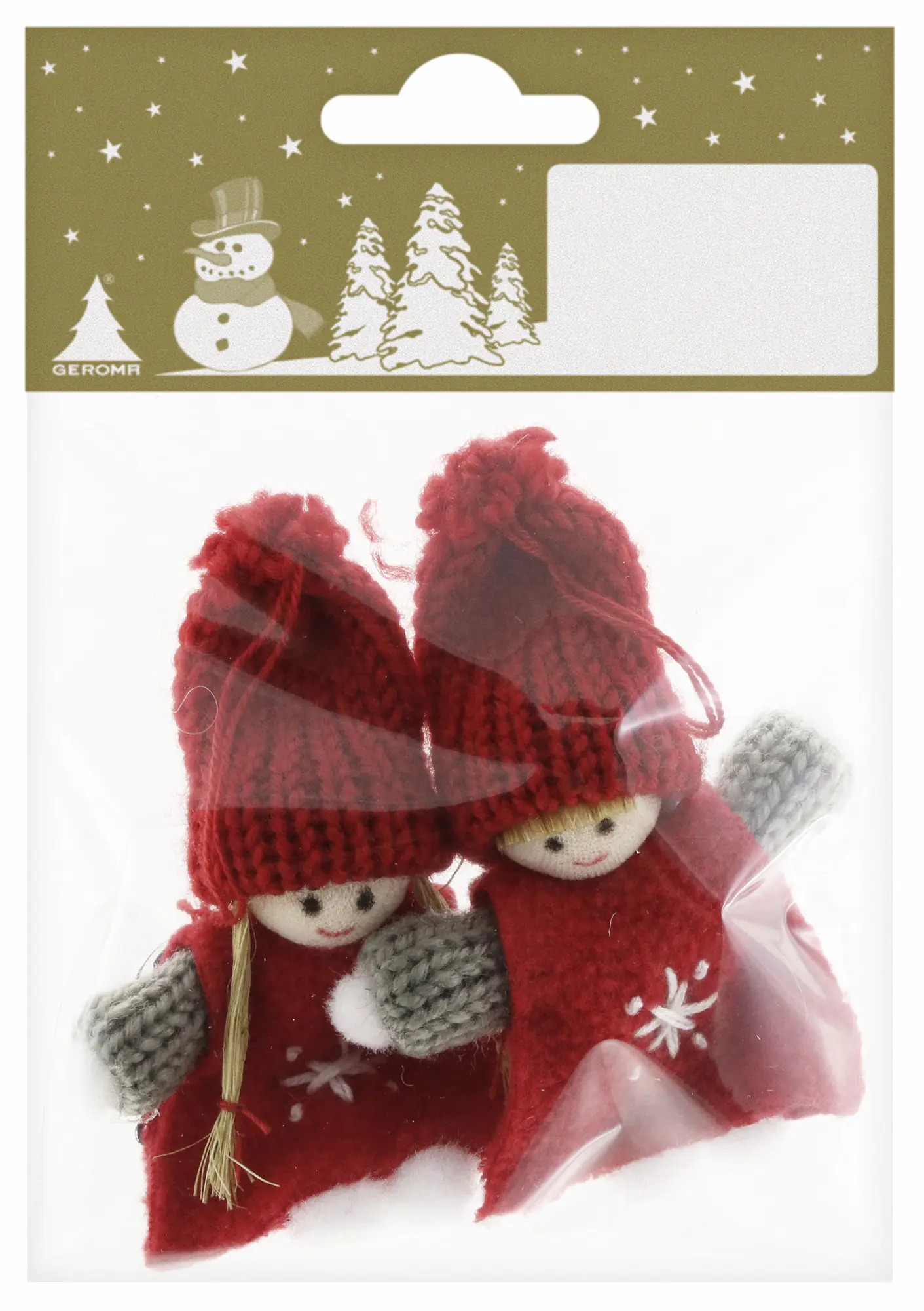 Weihnachtsanhänger Wichtelpaar aus Filz & Wolle 9 cm rot 2 Stück