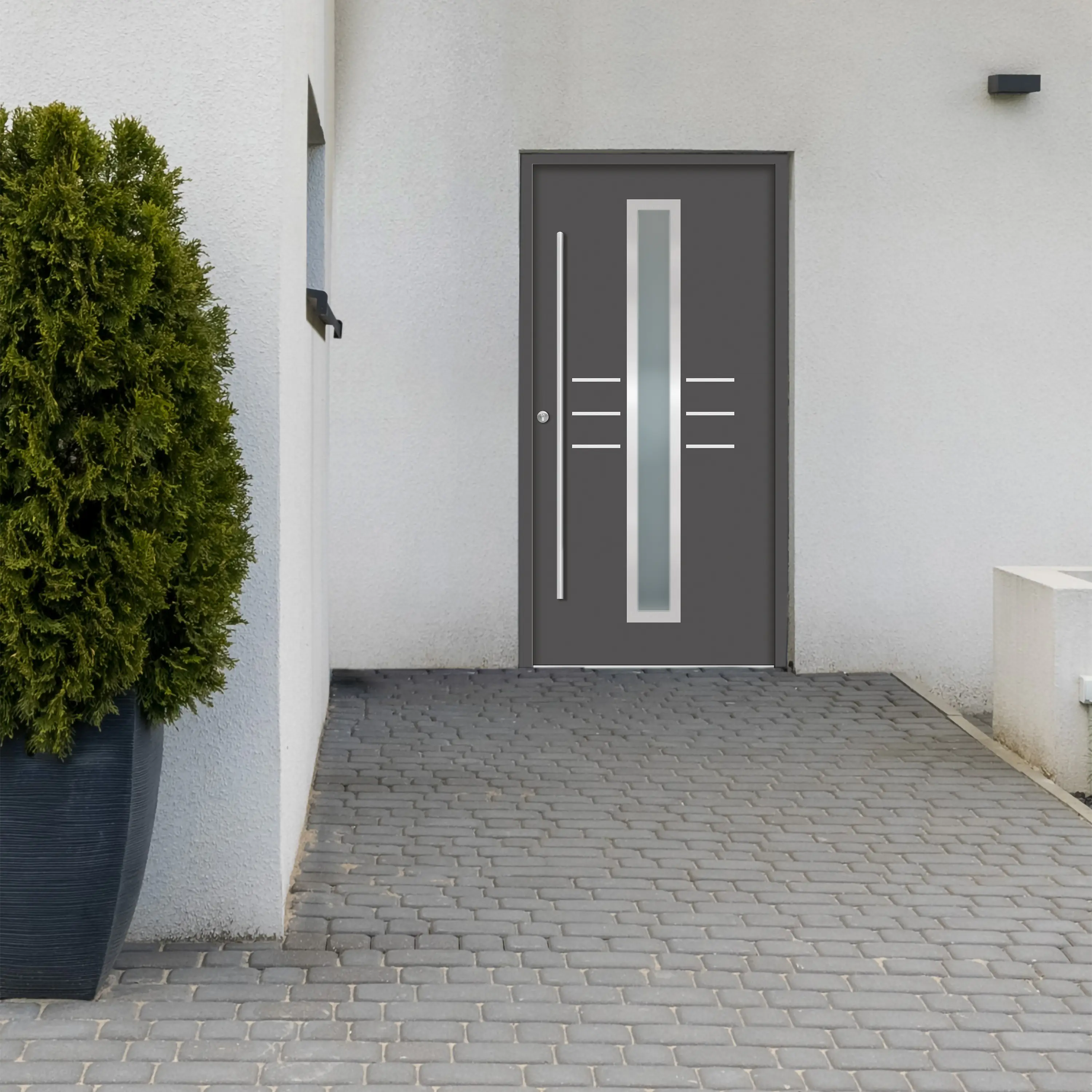 Splendoor Haustür Passivedoor Premium B07 Anthrazit DIN Links 100 x 210 cm