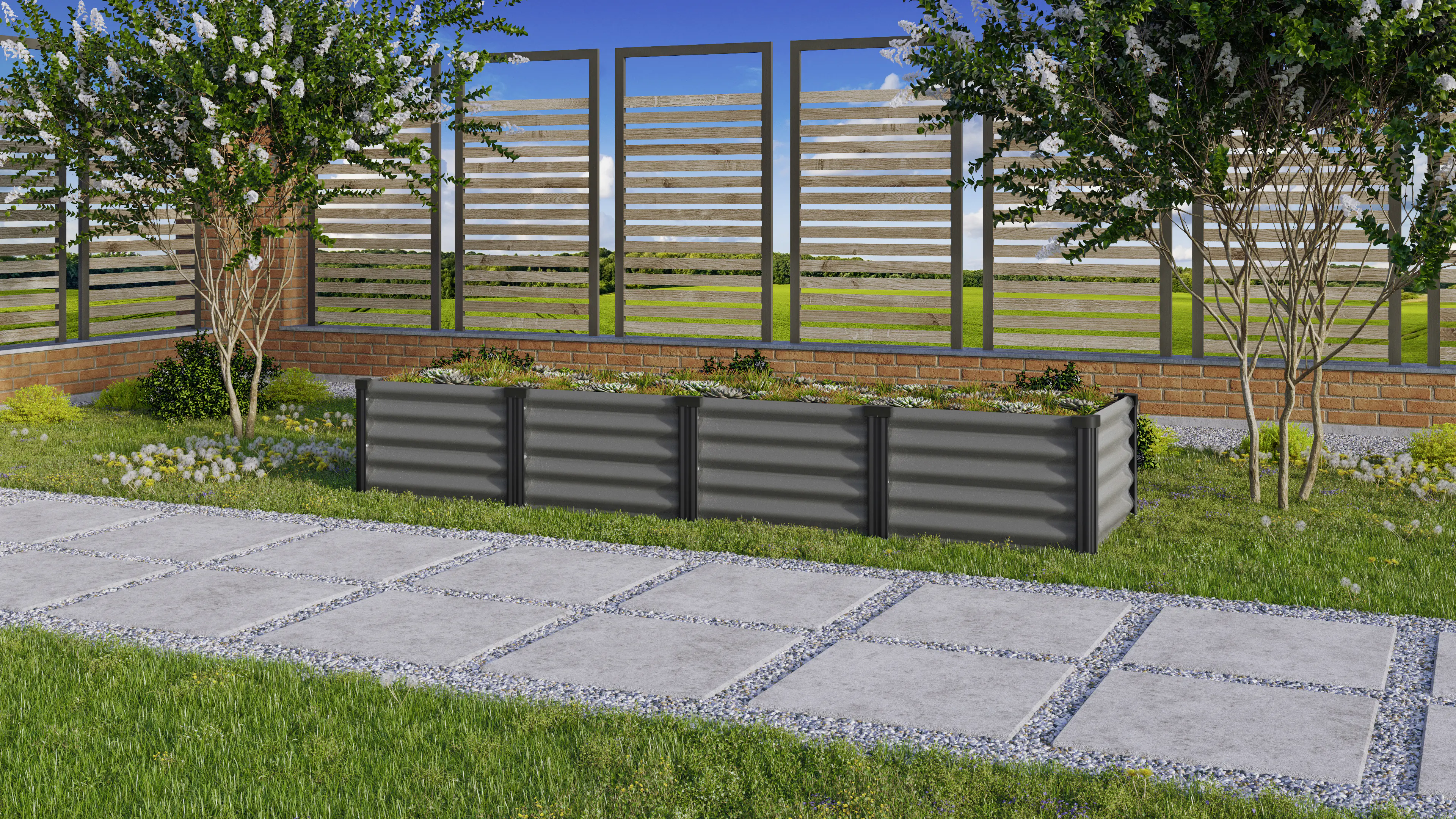 Vitavia Hochbeet Meta 65 x 245 x 40 cm granit schwarz