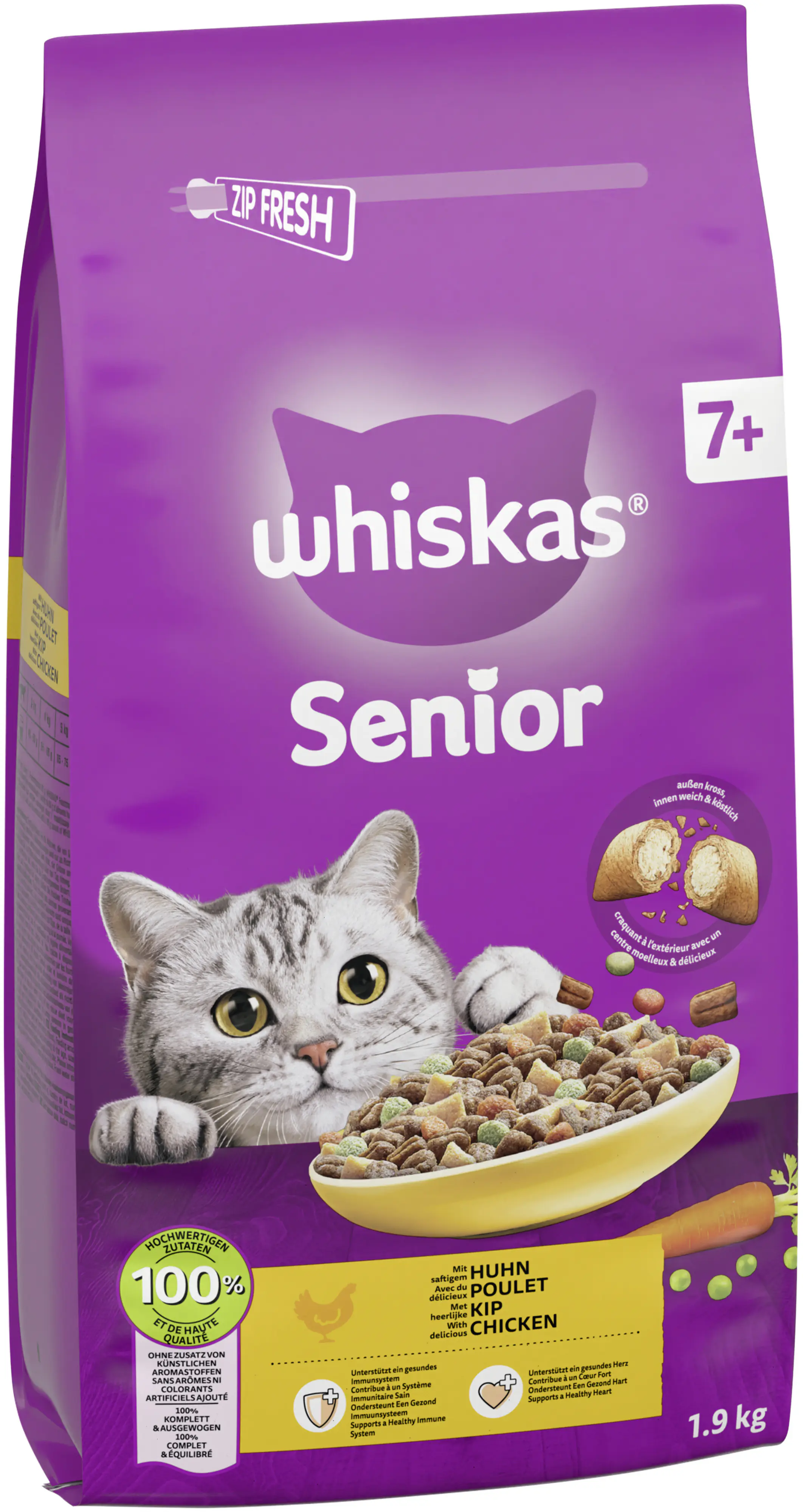 WHISKAS® Beutel Trocken Senior mit Huhn 1,9 kg 1,9 kg
