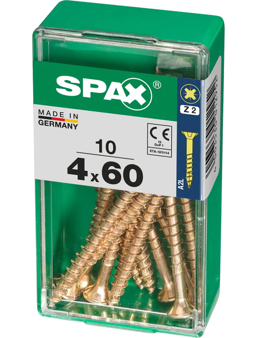 Spax Universalschrauben 4.0 x 60 mm PZ 2 - 10 Stk. Spax Universalschrauben 4.0 x 60 mm PZ 2 - 10 Stk.