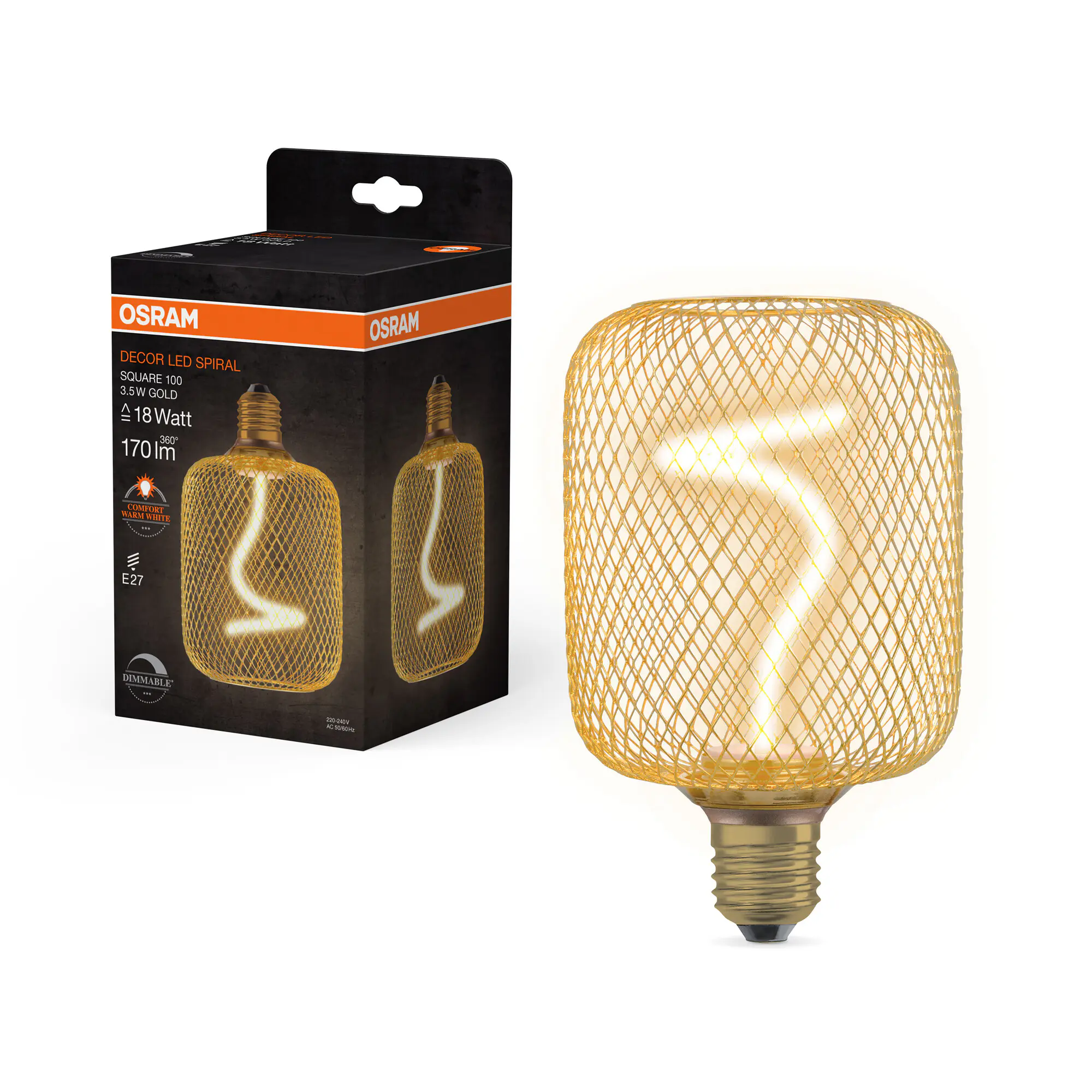 Osram LED Dekoleuchtmittel E27 Square Gold 3,5W dimmbar warmweiß Osram LED Dekoleuchtmittel E27 Square Gold 3,5W dimmbar warmweiß