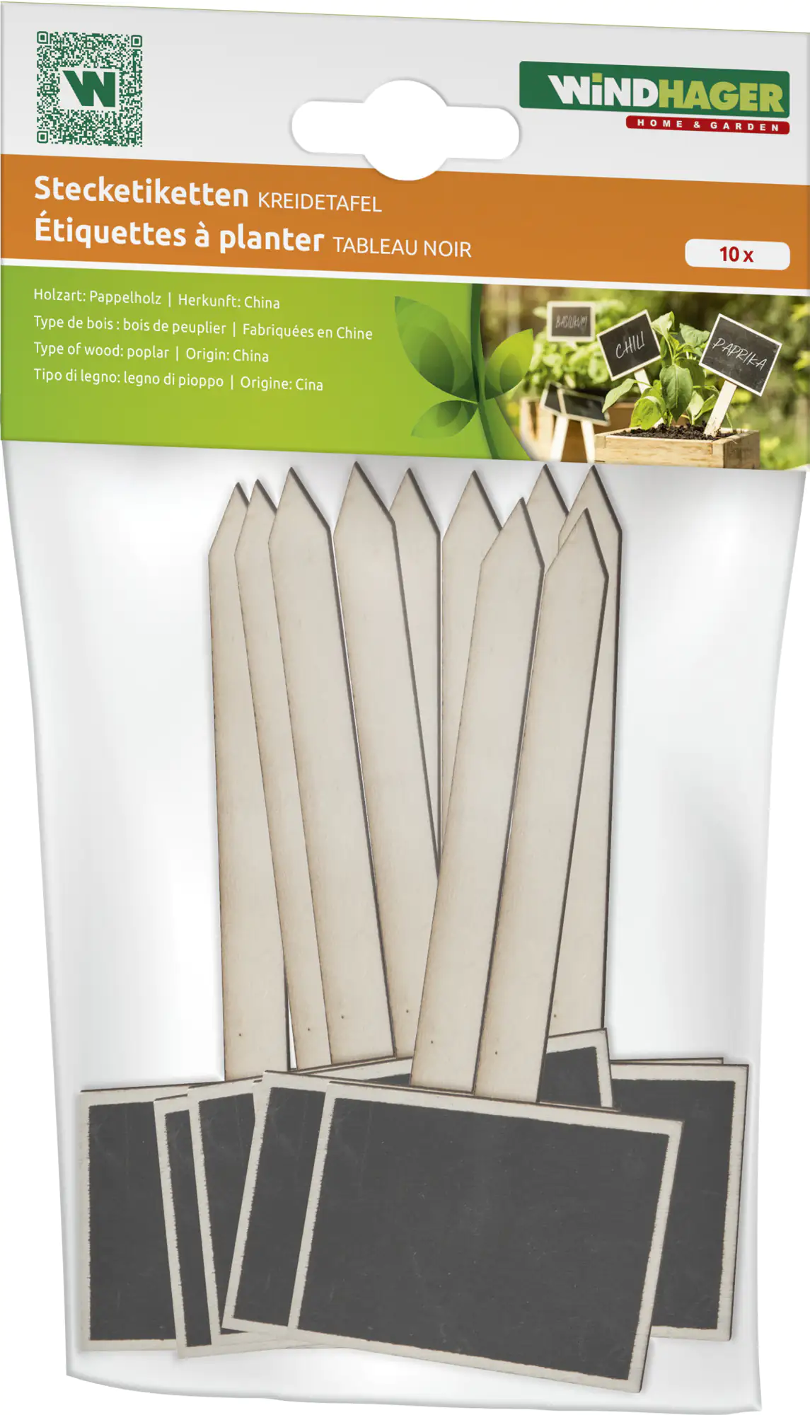 9003117060159 Windhager Stecketiketten Kreidetafel 7,5 x 17,5 cm, 10 Stück