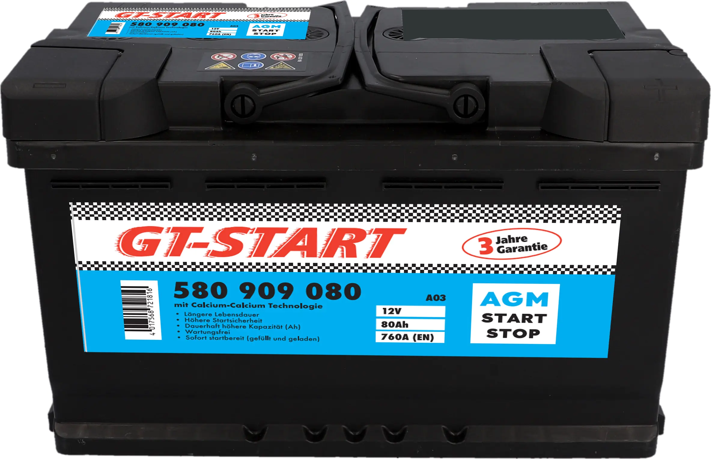 GT-Start Starterbatterie AGM 80Ah 760A  GT-Start Starterbatterie AGM 80Ah 760A