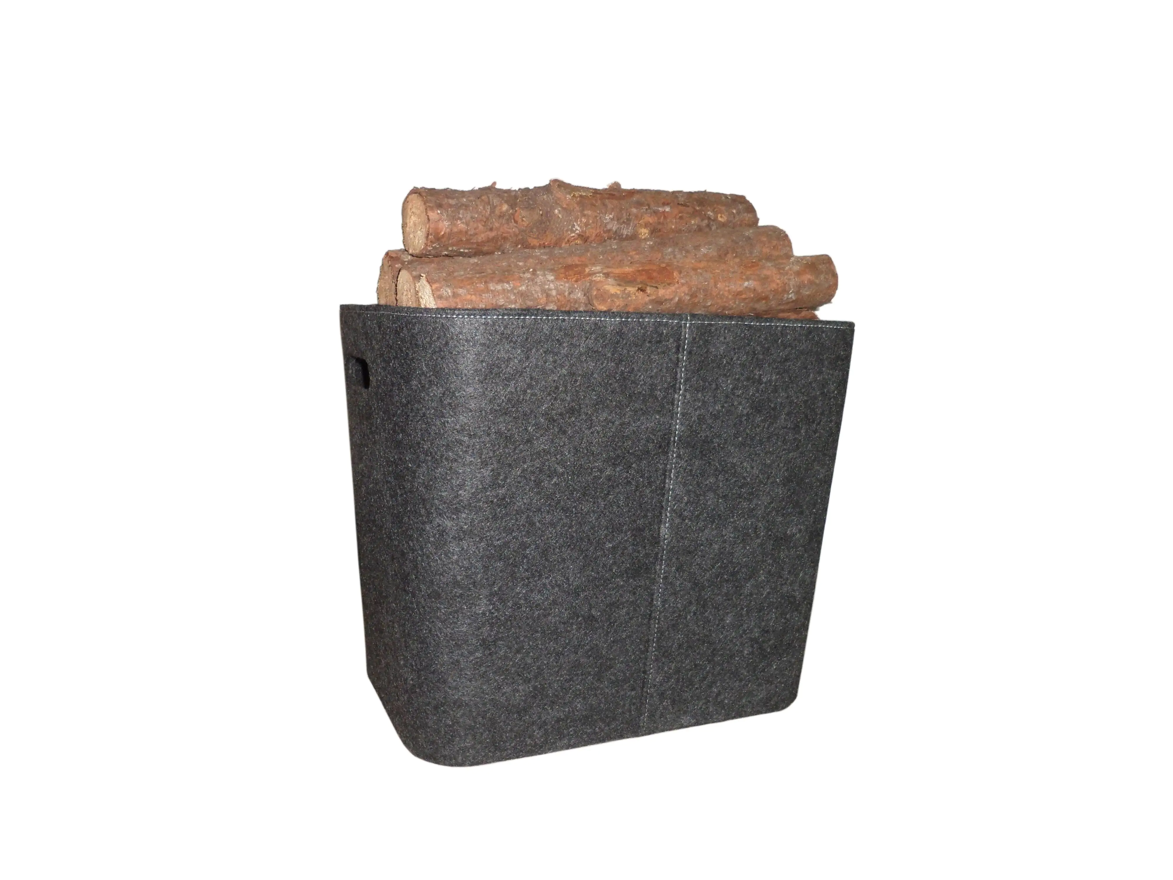 TrendLine Holzkorb Filz 50 x 36 x 40 cm anthrazit