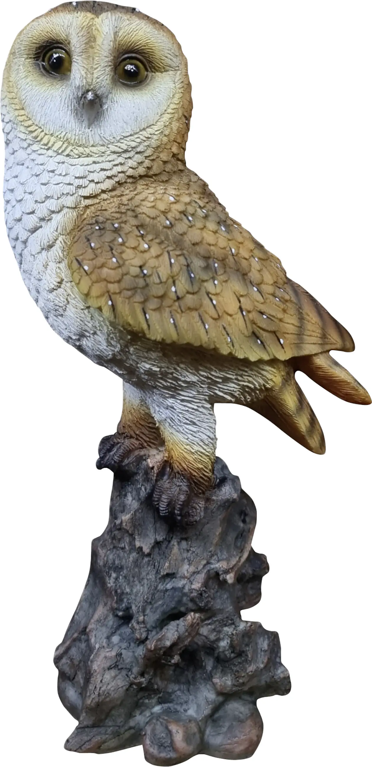 Dekofigur Eule auf Stamm 34 cm bunt