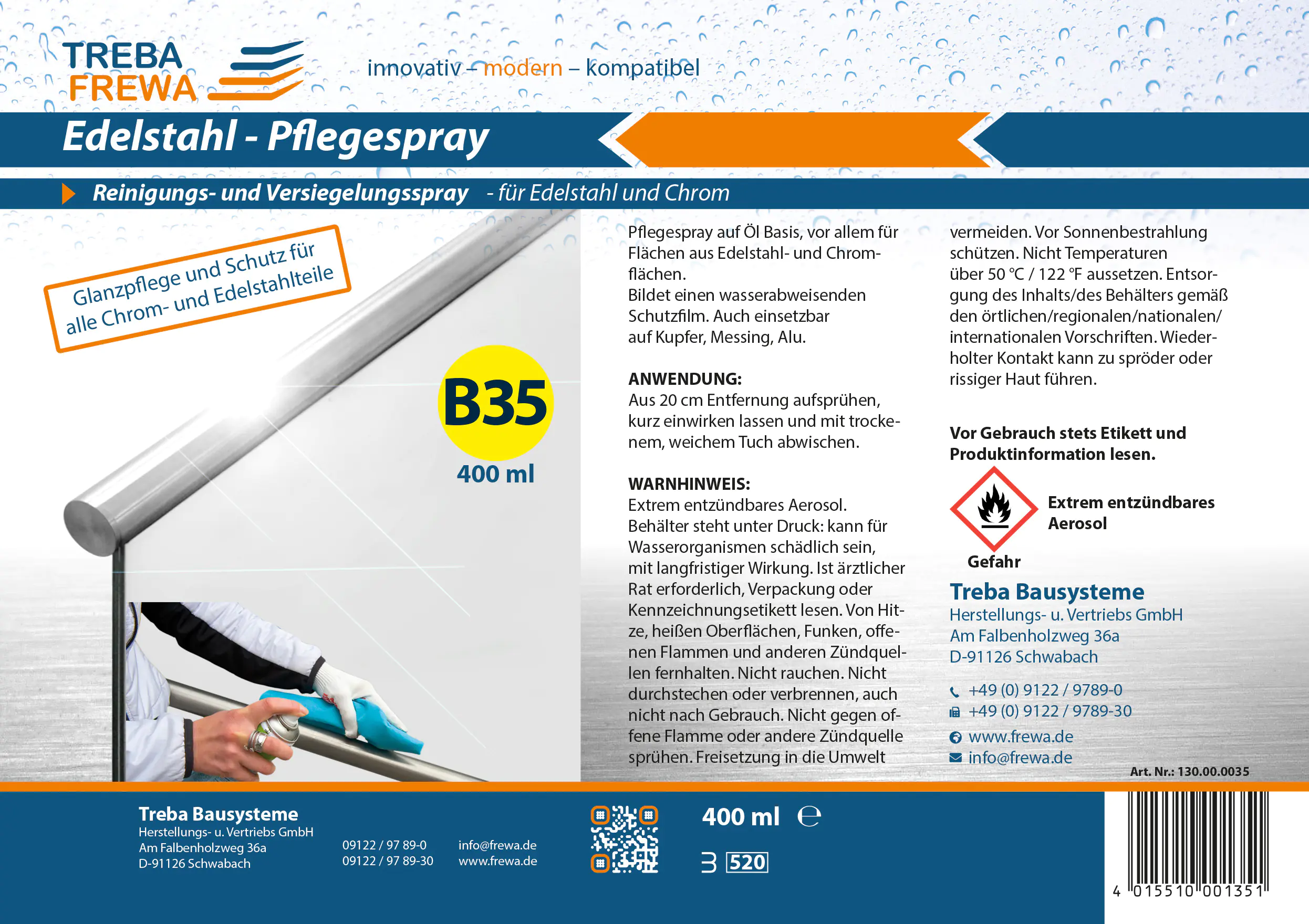 Treba B35 Pflegespray für Edelstahl 400 ml