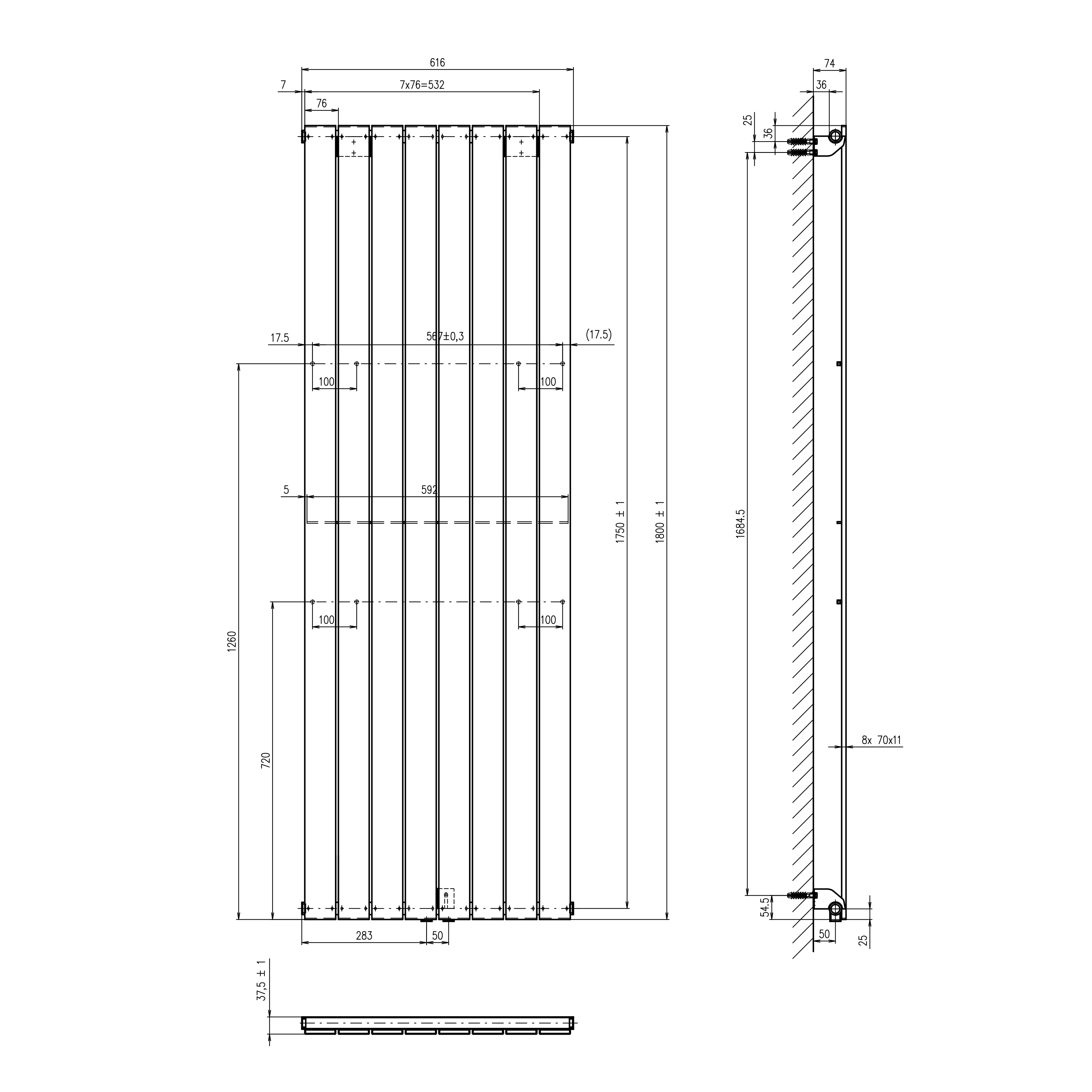 Schulte Badheizkörper Aachen 180 x 61,6 cm 1502 Watt