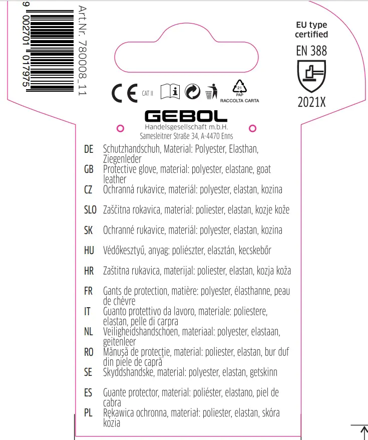 Gebol Handschuh Vitis  