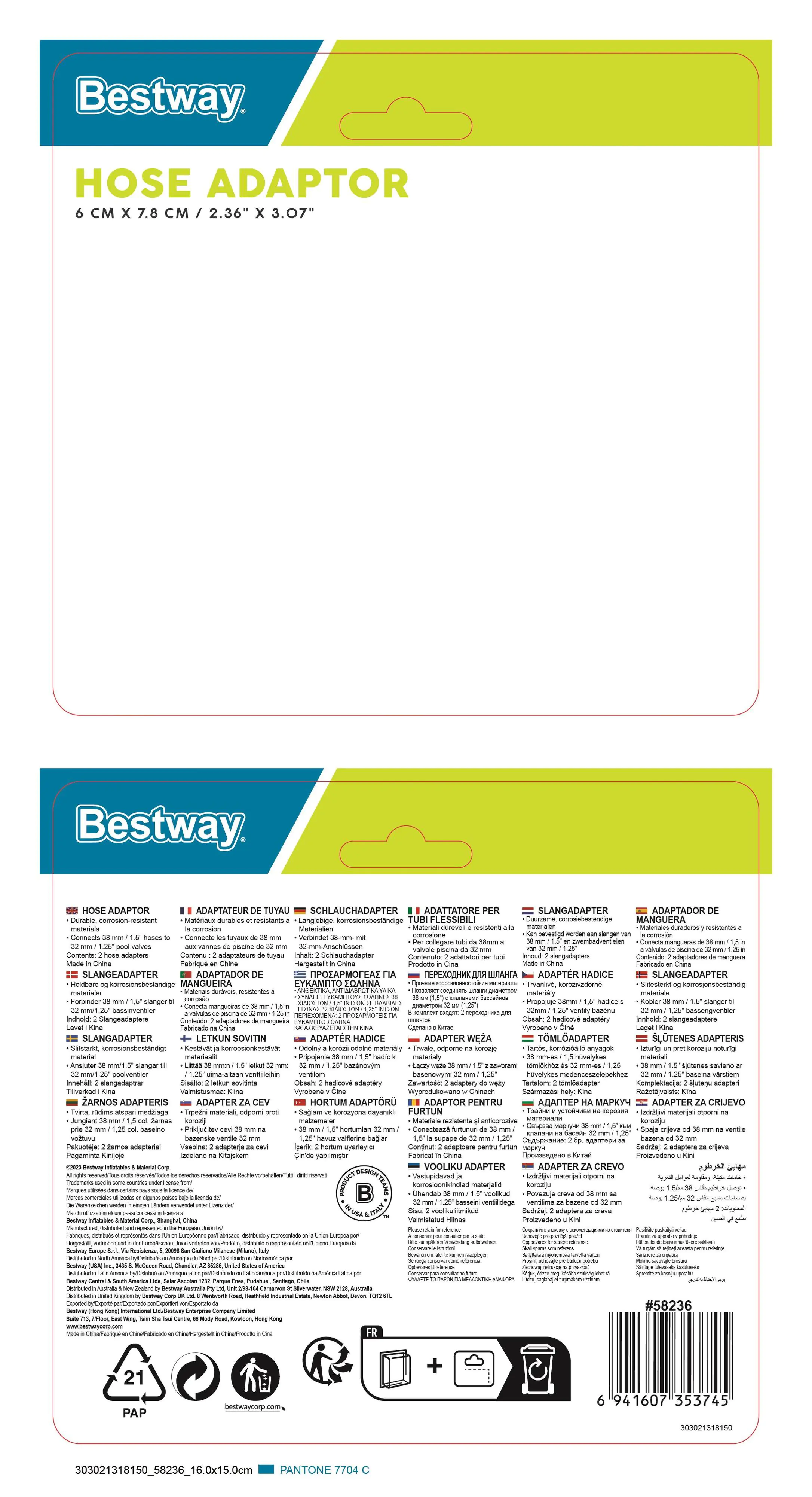 Bestway Flowclear Schlauchadapter Doppelpack