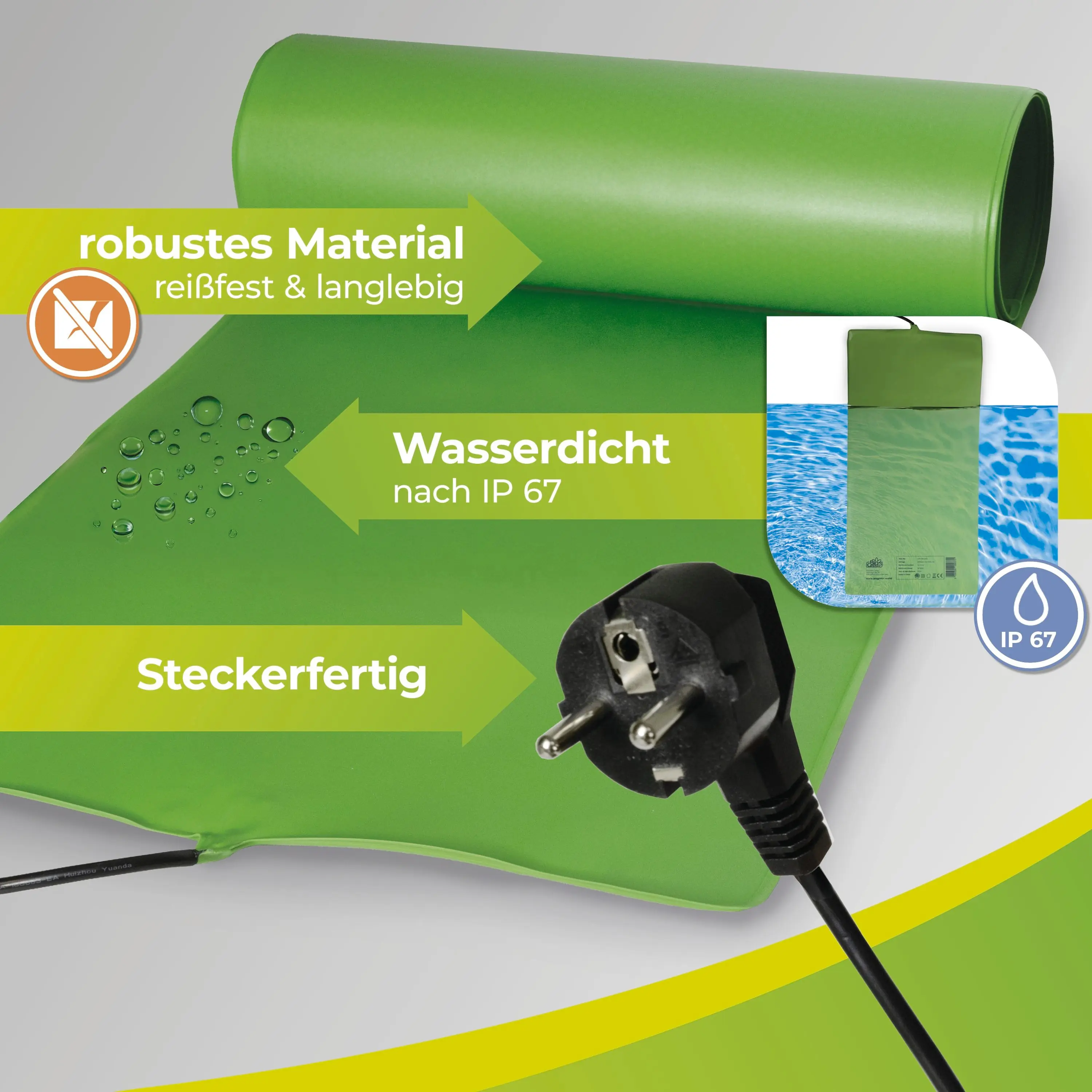 BioGreen Wärmeplatte als Anzuchtbooster für Pflanzen 30 x 60 cm 32 W inkl. Digital-Thermostat