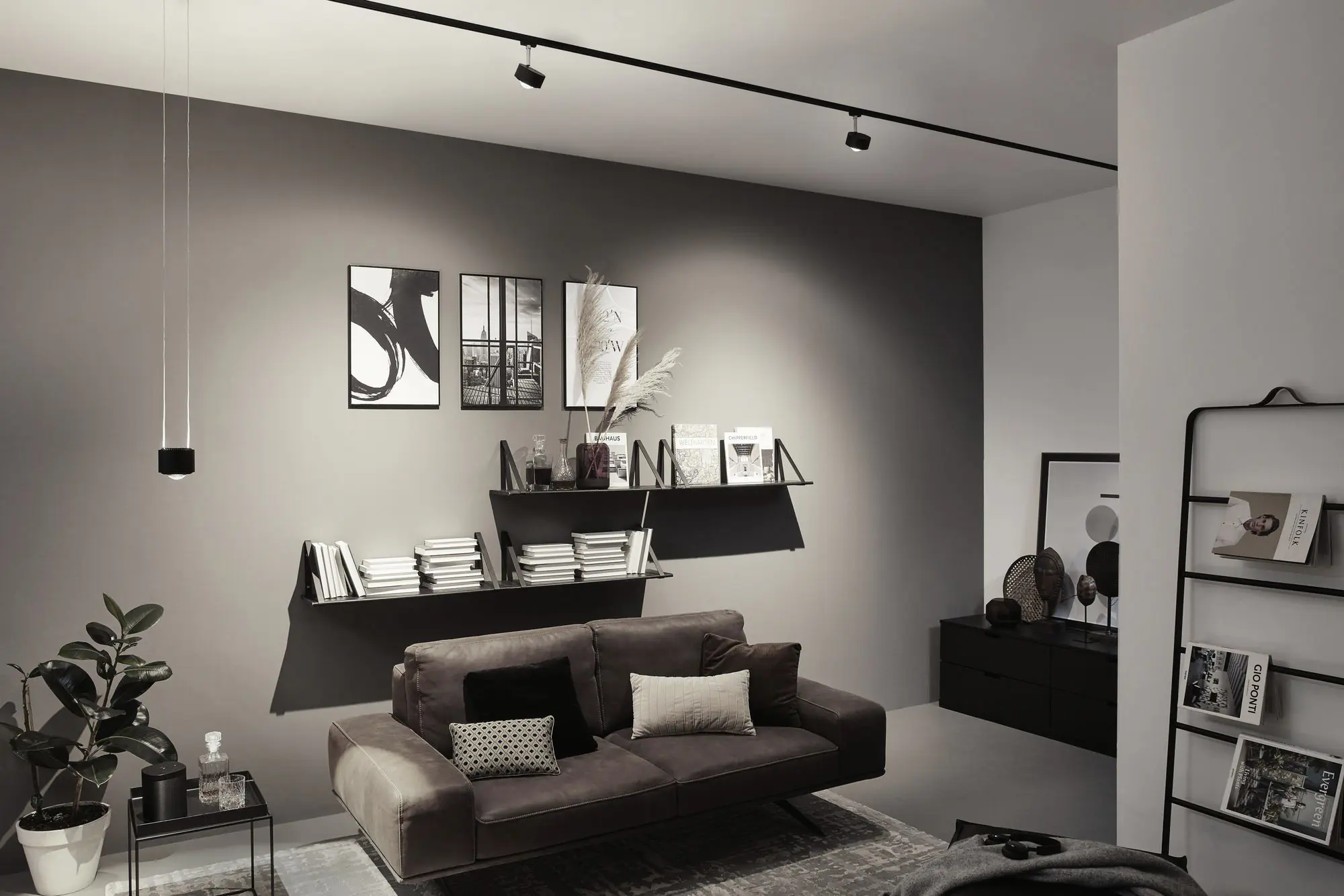 Paulmann URail LED Pendel Aldan schwarz-matt Ø 9,8 cm warmweiß, dimmbar