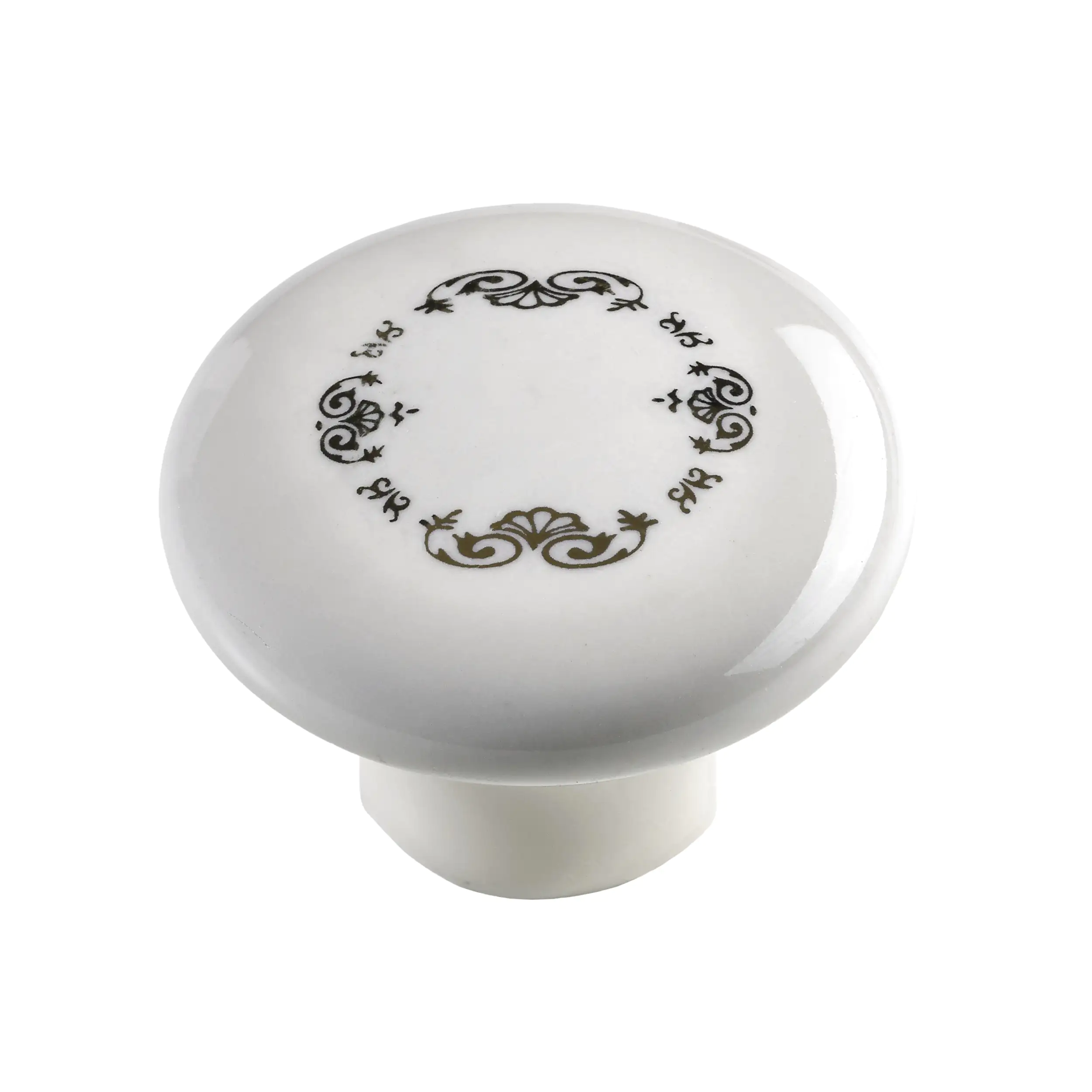 Hettich Möbelknopf Keramik weiß mit schwarzem Muster Ø 38,0 mm - 1 Stück