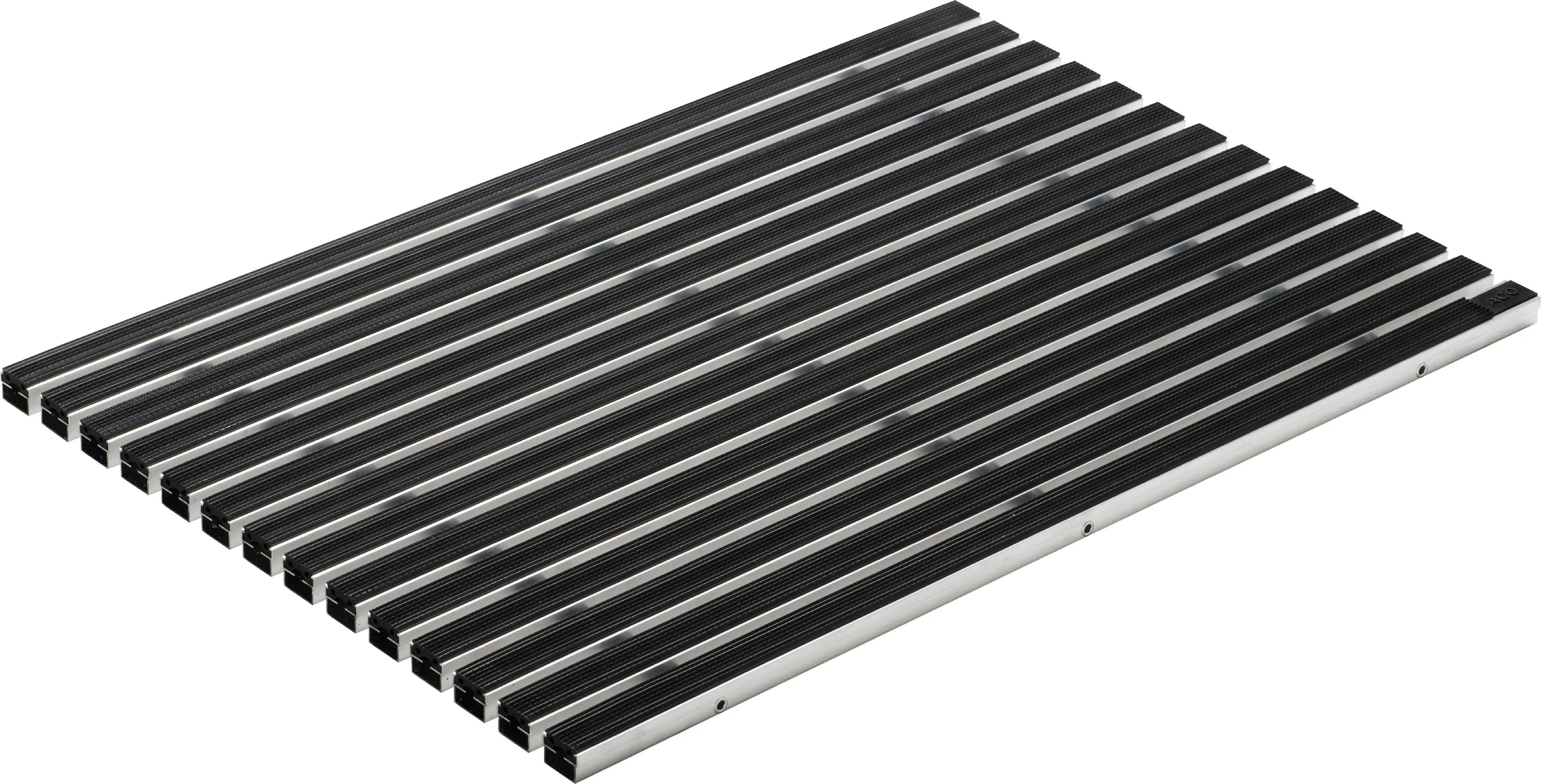ACO Schuhabstreifermatte Alu schwarz, mit Gummistreifen, 60 x 40 cm