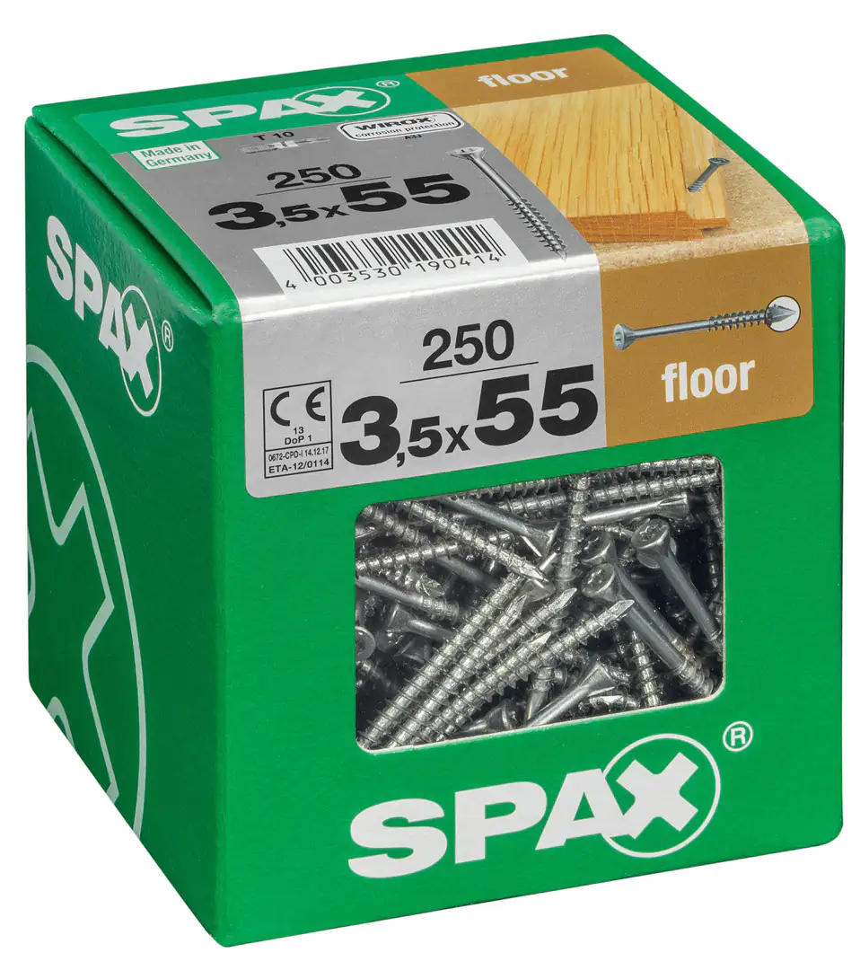 Spax Dielenschrauben 3.5 x 55 mm TX 10 - 250 Stk. Spax Dielenschrauben 3.5 x 55 mm TX 10 - 250 Stk.