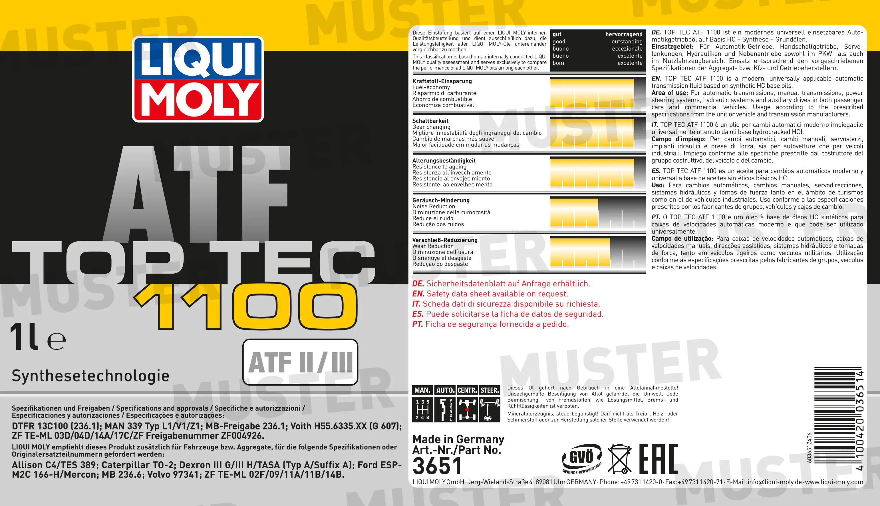 Liqui Moly Getriebeöl Top Tec ATF 1100 1 L