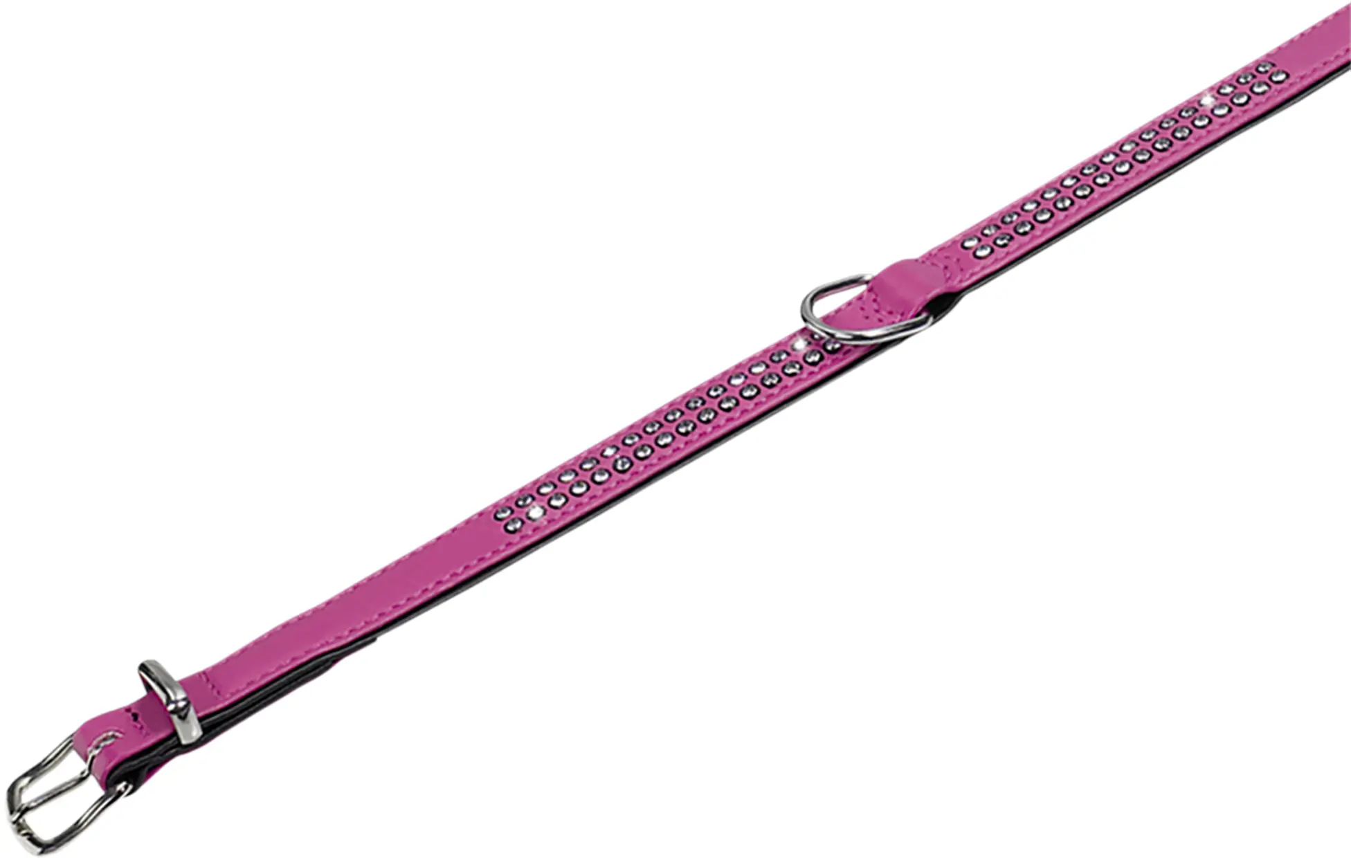 Nobby Halsband Crystal zweireihig fuchsia/schwarz