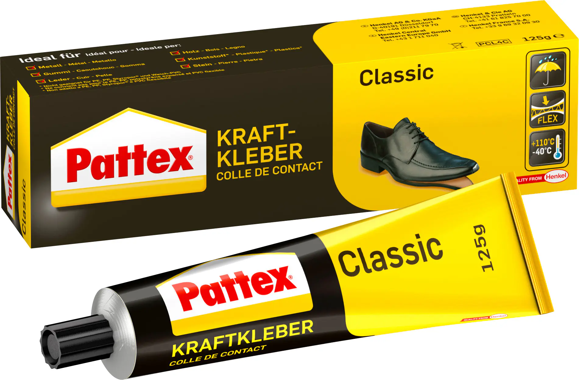 Pattex Kraftkleber Classic 125 g Tube, gelblich Pattex Kraftkleber Classic 125 g Tube, gelblich