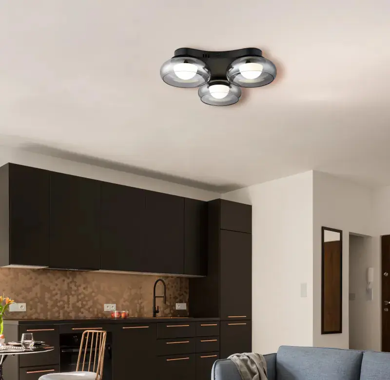 Globo Deckenleuchte Carlene Ø 50 x 10 cm schwarz matt