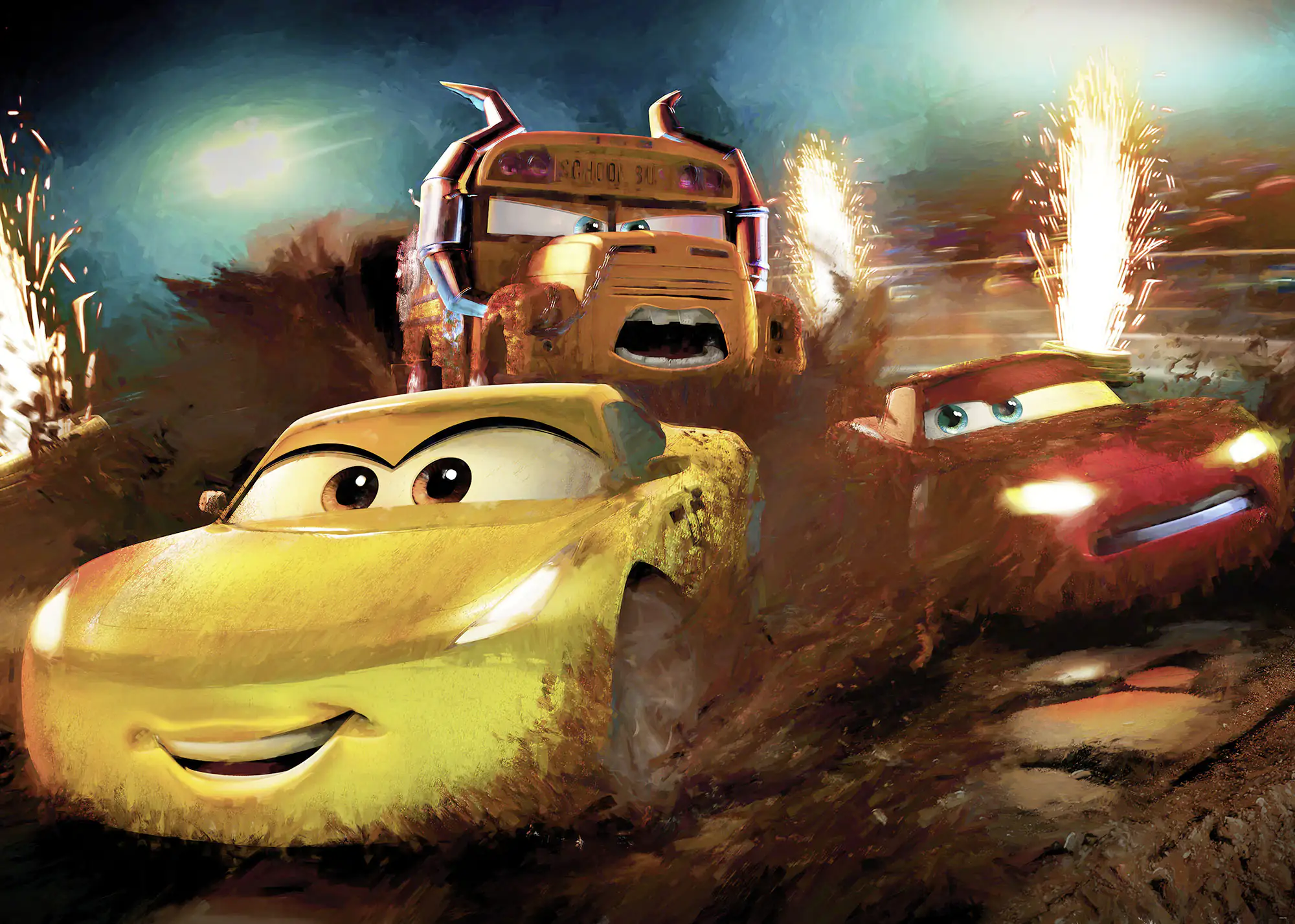 Komar Vlies Fototapete Cars Dirt Track 350 x 250 cm 