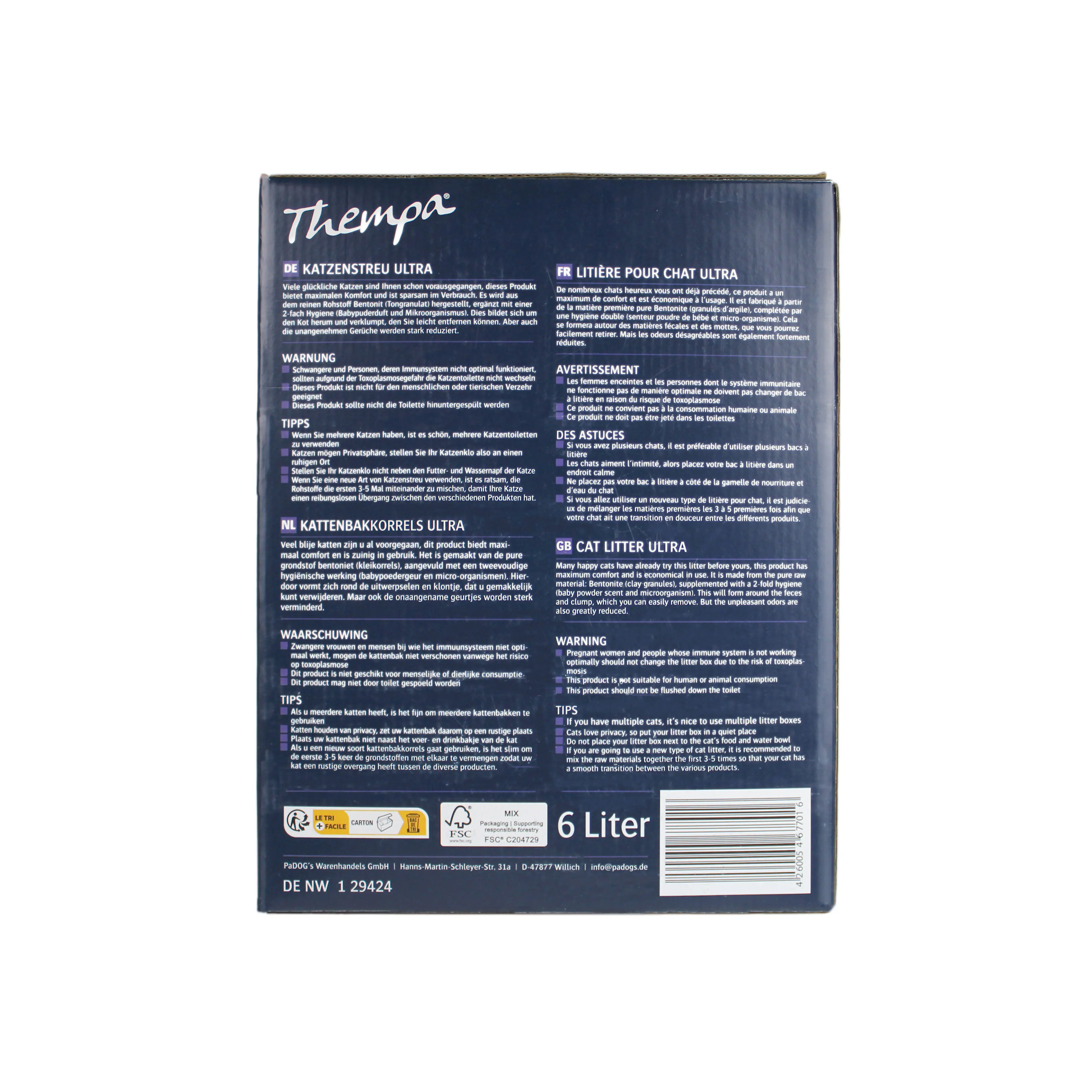 Thempa Katzenstreu Ultra mit Babypuderduft 6 L
