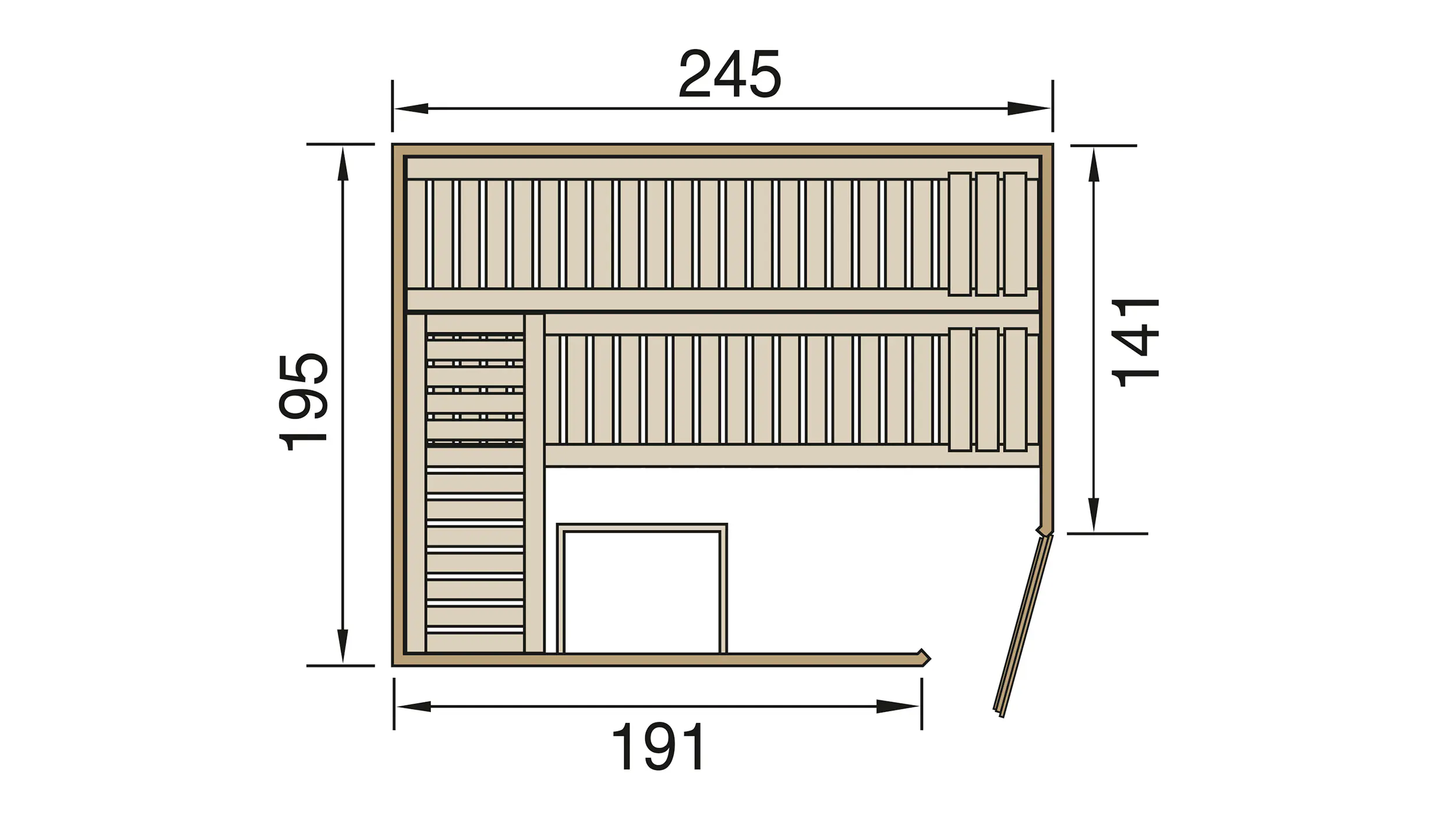 Weka Massivholzsauna Turku 3 mit Holztür