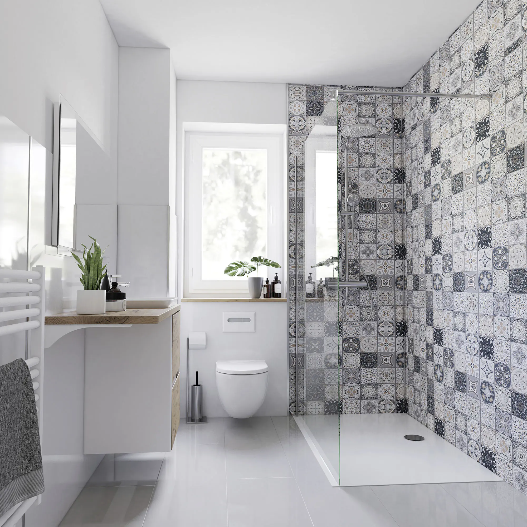 Breuer Duschrückwand Fliese Mediterran Dekor 100 x 255 x 0,3 cm