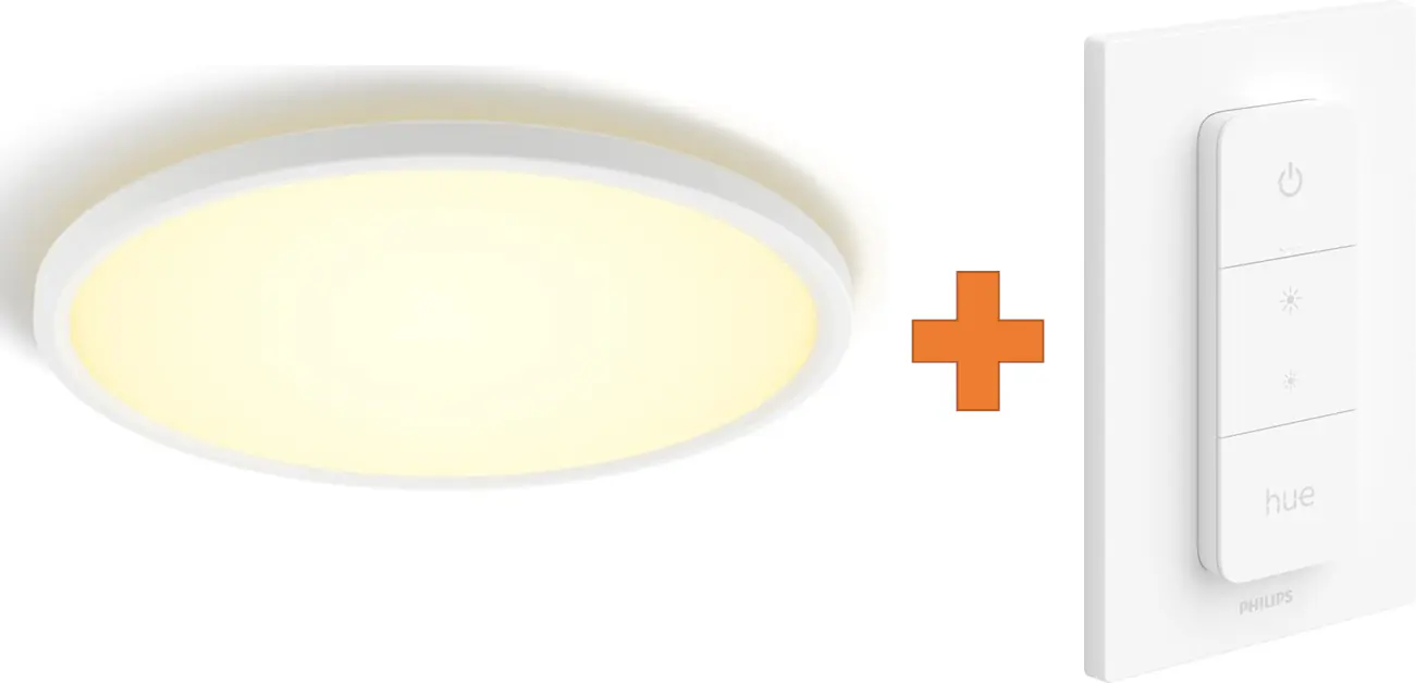 Philips Hue LED Deckenleuchte Tento + Dimmschalter eckig  weiß 39,5 x 39,5 cm warmweiß-kaltweiß