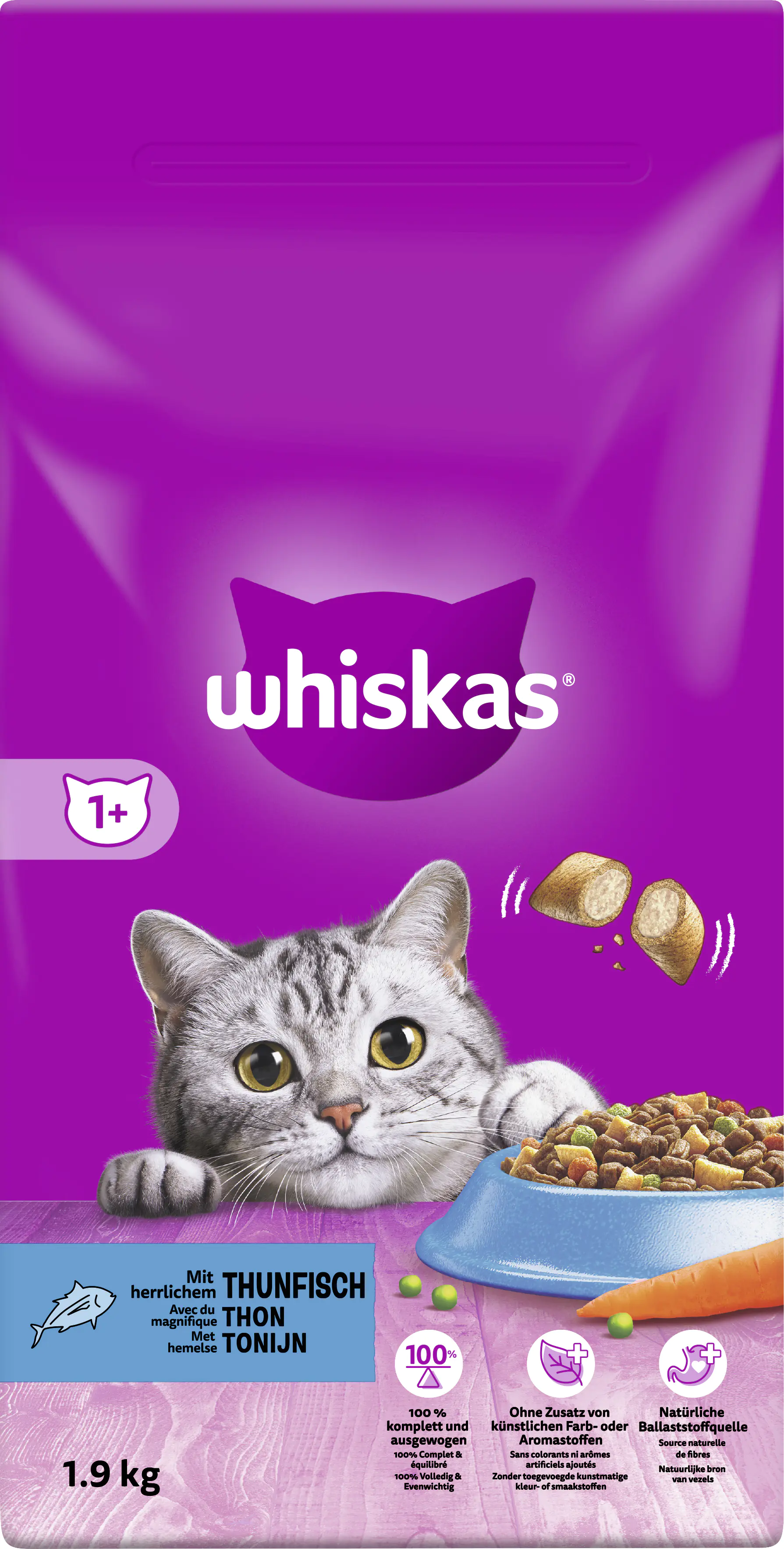 Whiskas Trockenfutter Adult 1+ mit Thunfisch 1,9 kg