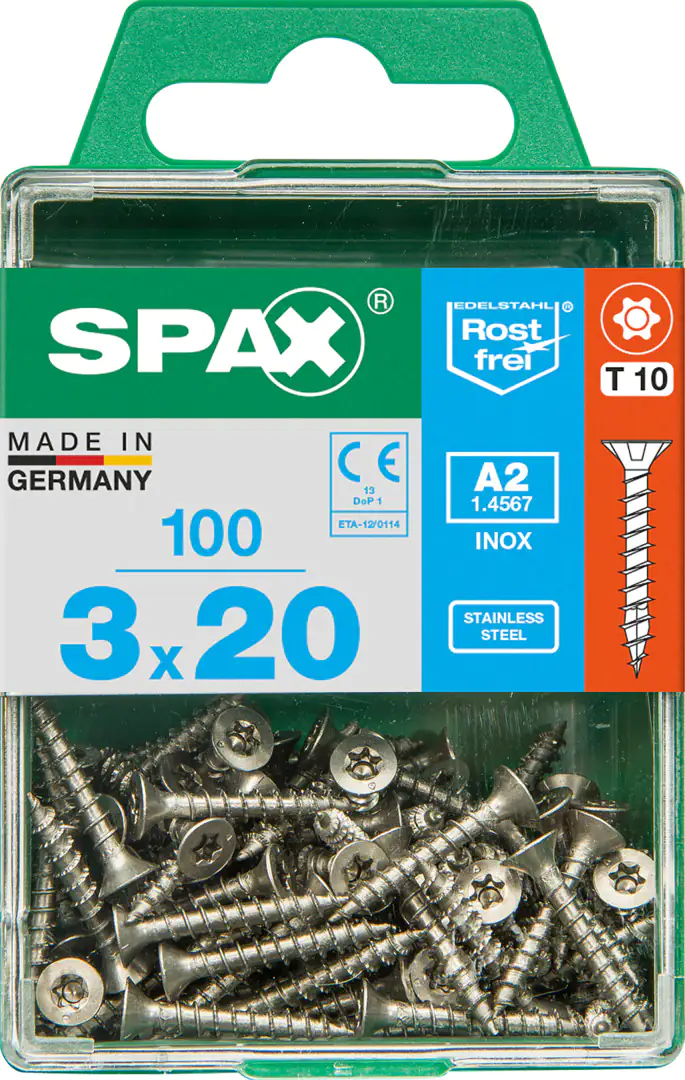 Spax Universalschrauben 3.0 x 20 mm TX 10 Senkkopf - 100 Stk.