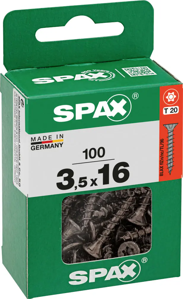 Spax Universalschrauben 3,5 x 16 mm T20 Vollgewinde - 100 Stk.  Spax Universalschrauben 3,5 x 16 mm T20 Vollgewinde - 100 Stk.