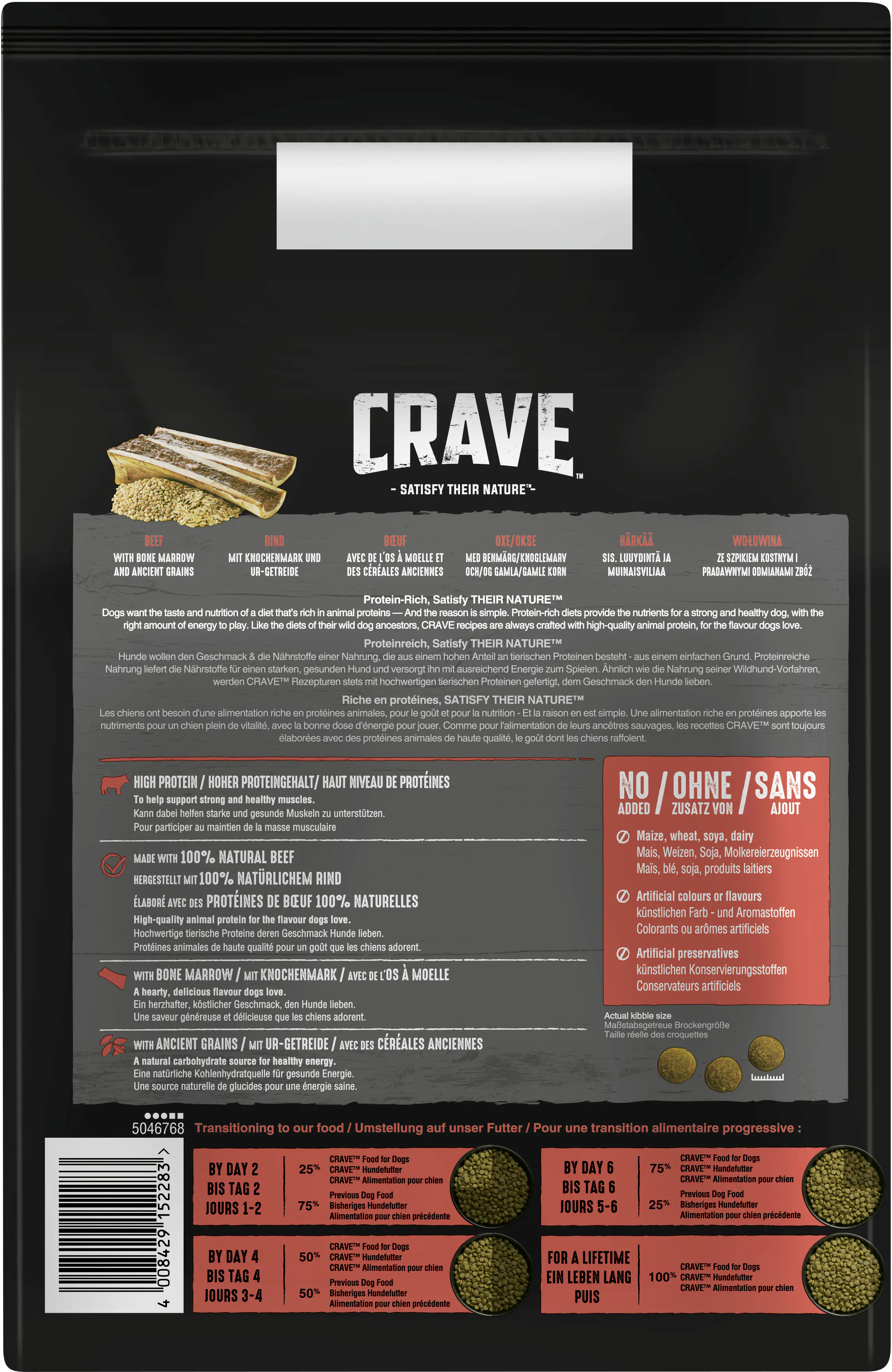 Crave Hundetrockenfutter Adult 2,8 kg Rind & Knochenmark 