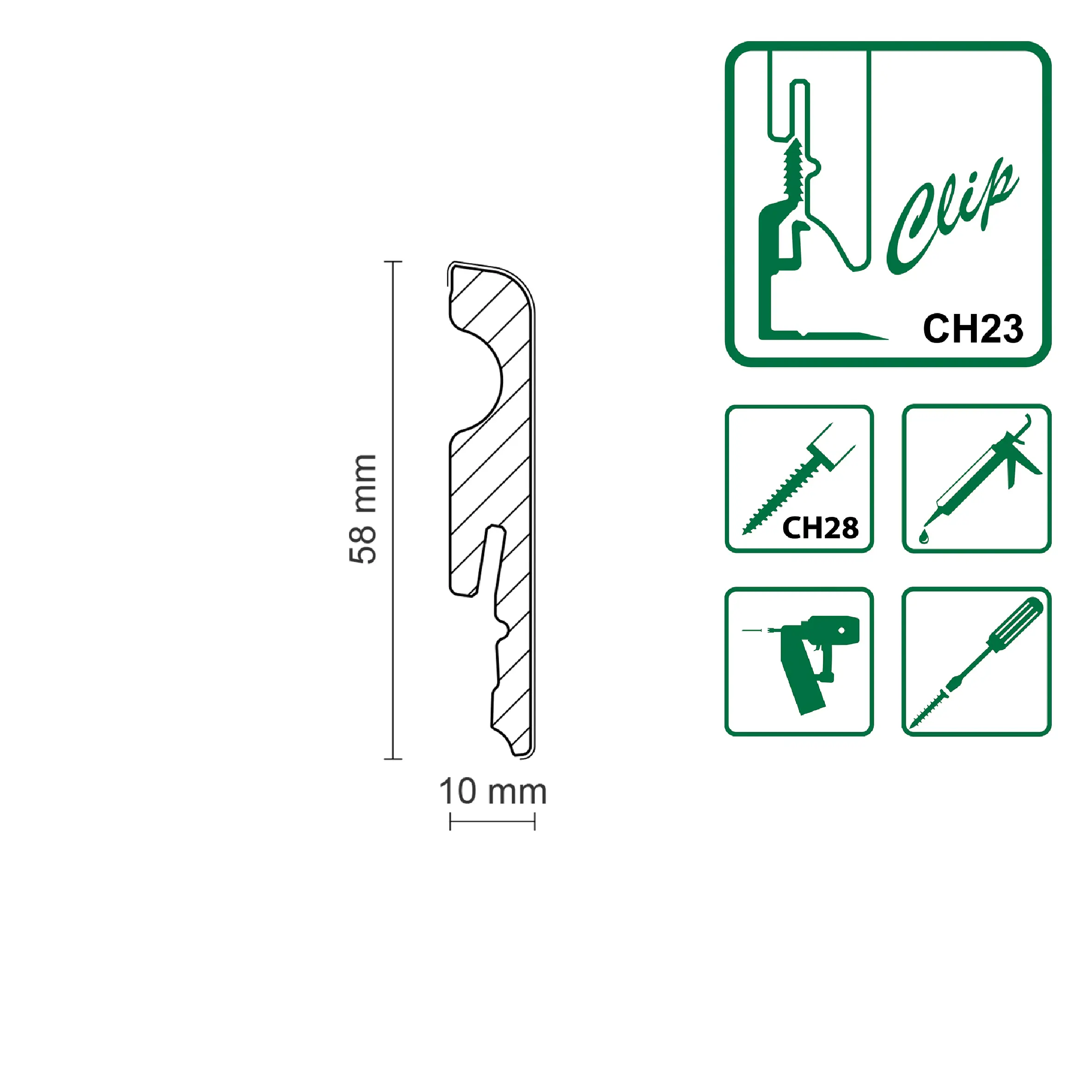 Neuhofer Fußleiste 240 cm x 58 x 10 mm weiß foliert